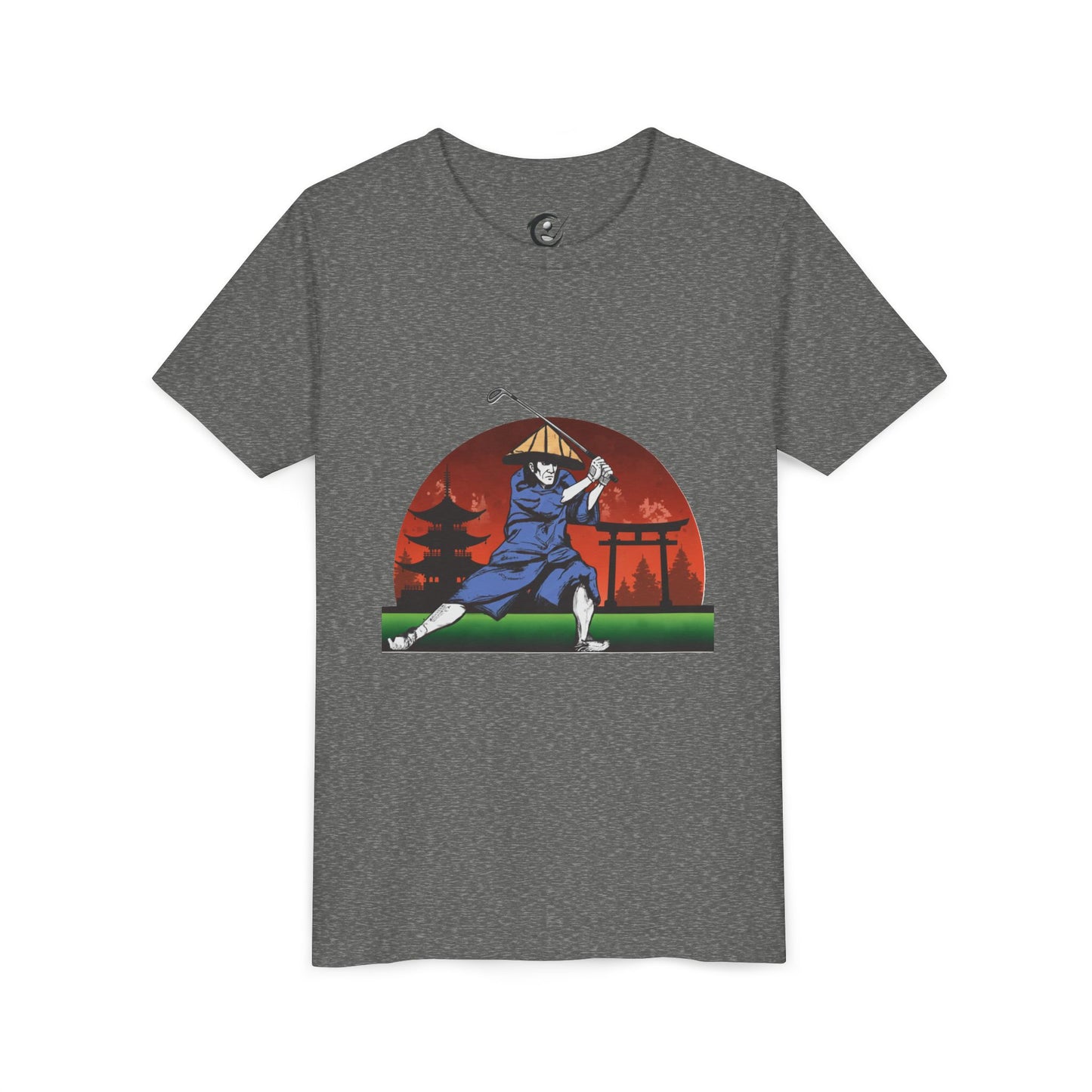 Zen Spot Golf Custom Japanese Samurai Golfer Graphic Kid T-Shirt