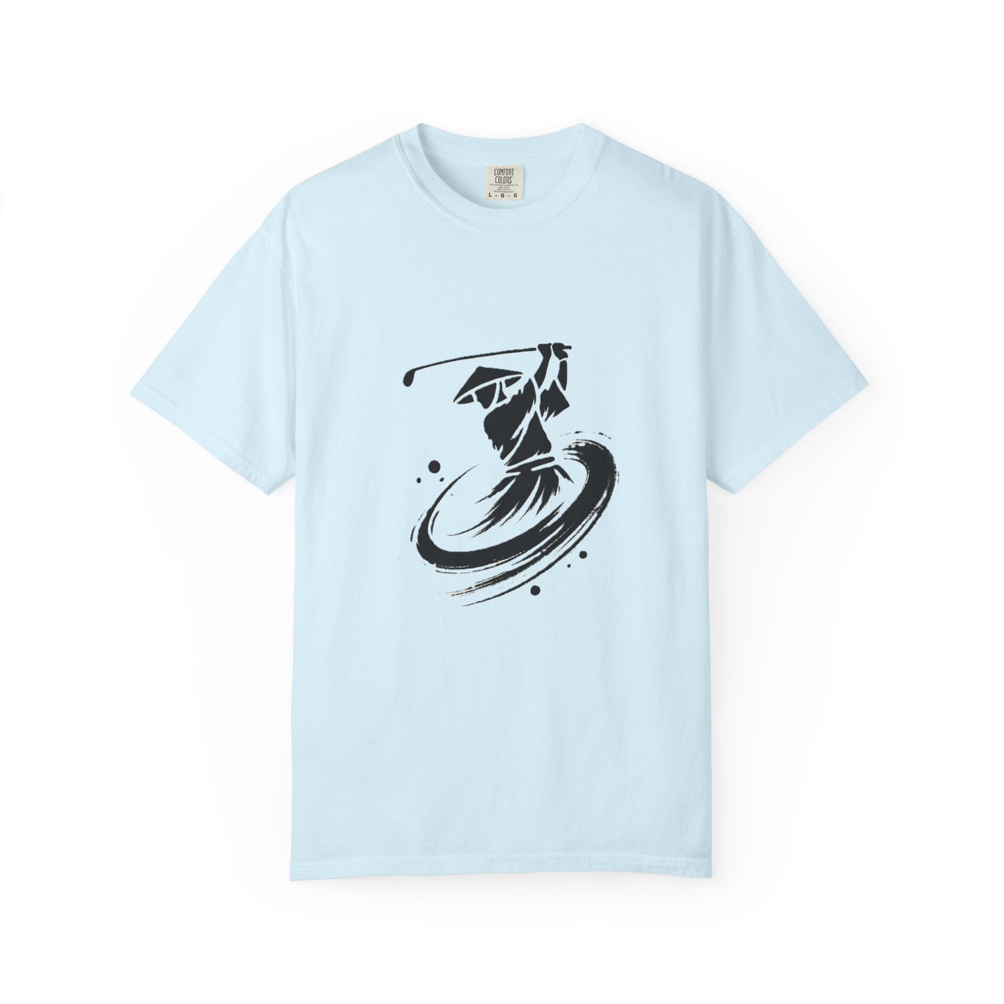 Zen Spot Golf Custom Ink Brush Zen Golfer Swing Graphic T‑Shirt