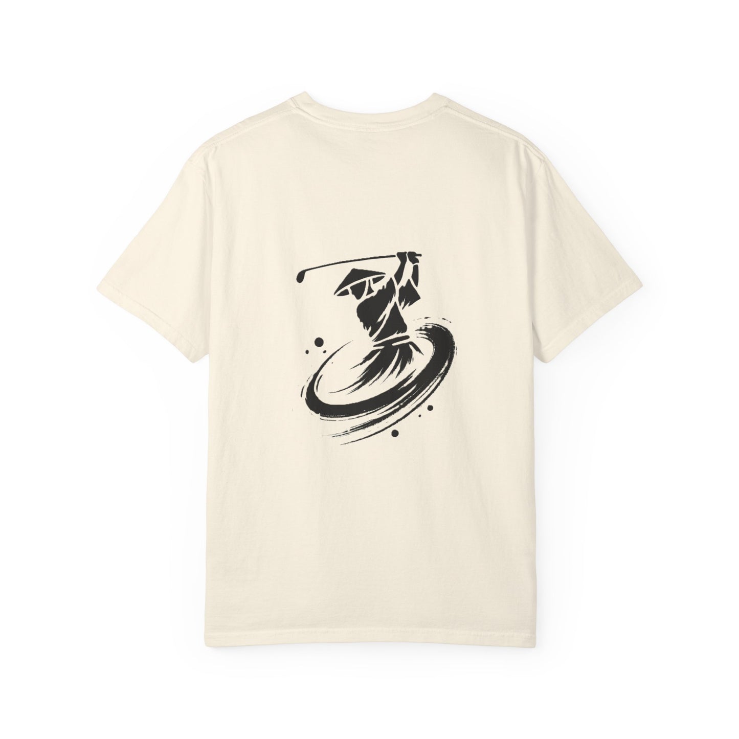Zen Spot Golf Custom Ink Brush Golfer Swing Graphic T‑Shirt