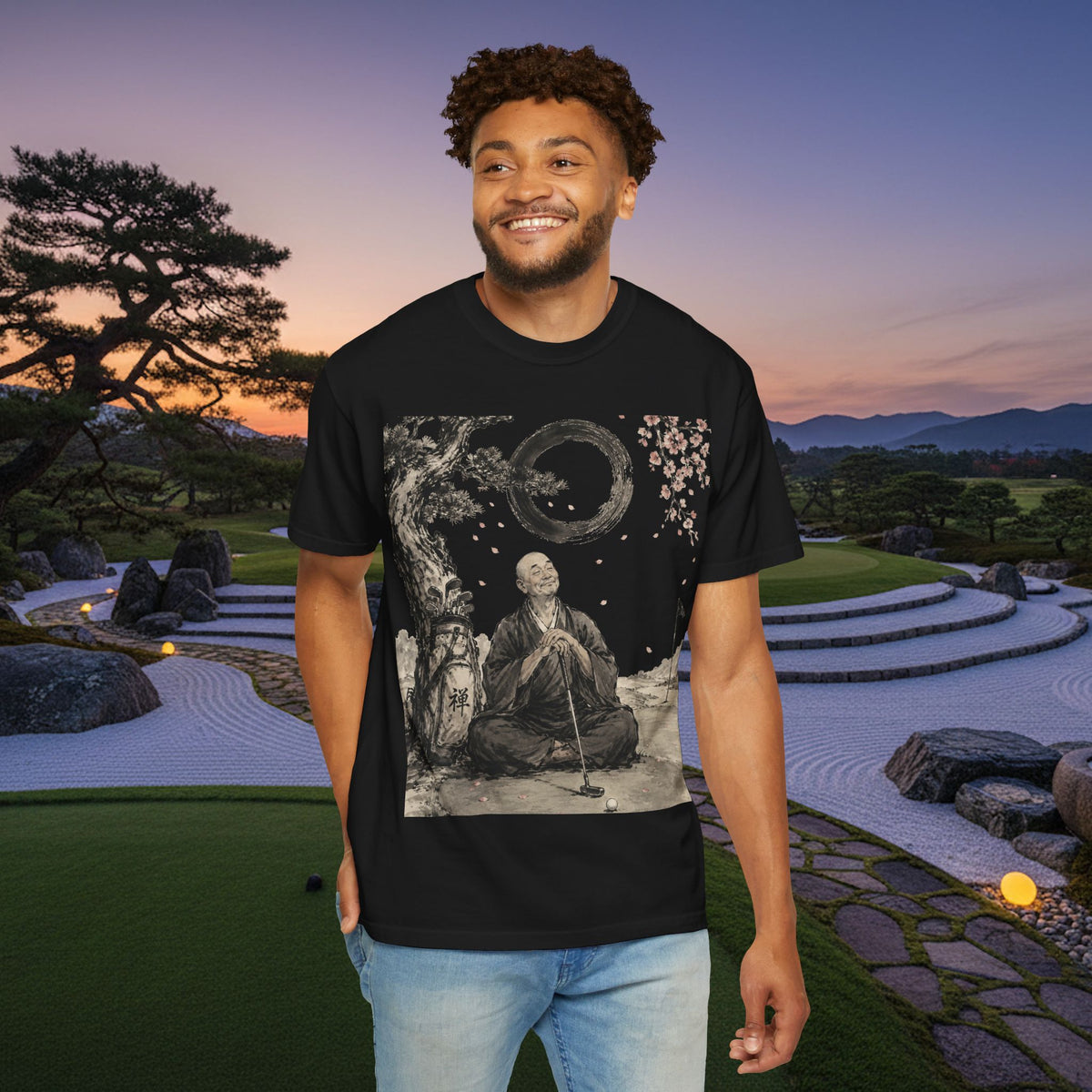 Zen Monk Meditation T-Shirt — 'Enso' Circle Tranquility Tee