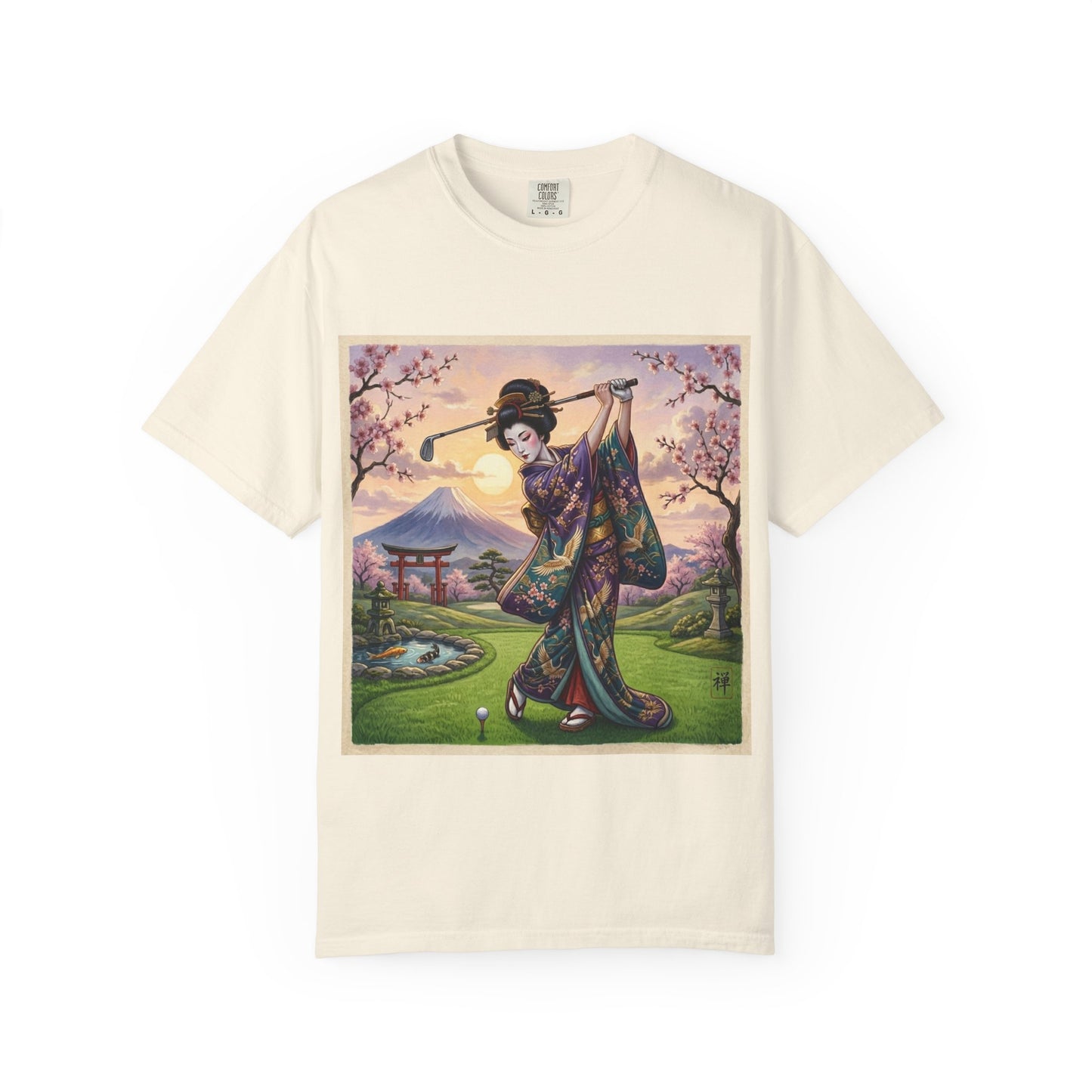 Zen Spot Golf Custom Geisha Golfing Sunset T-Shirt