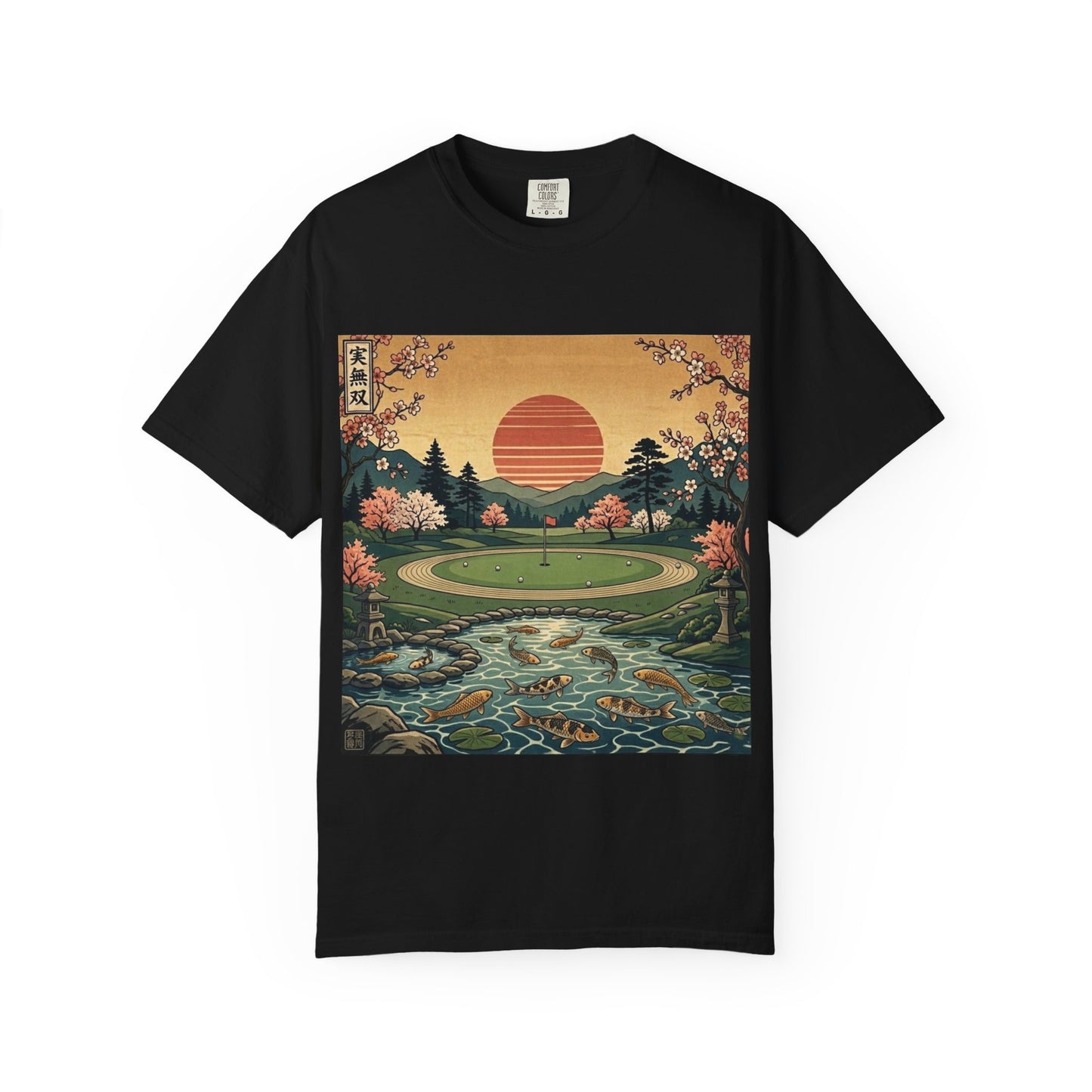 Zen Spot Golf Custom Vintage Scenic Golf Course Sunset Graphic T-Shirt