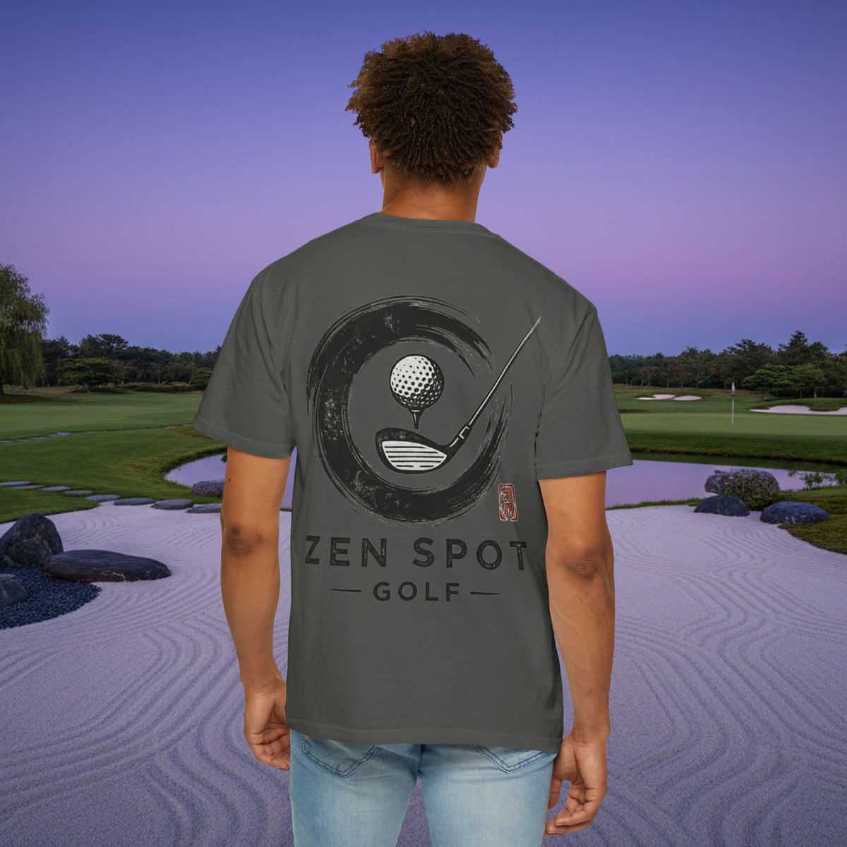 Zen Spot Golf Shop Logo Chest and Back Design Graphic T-Shirt