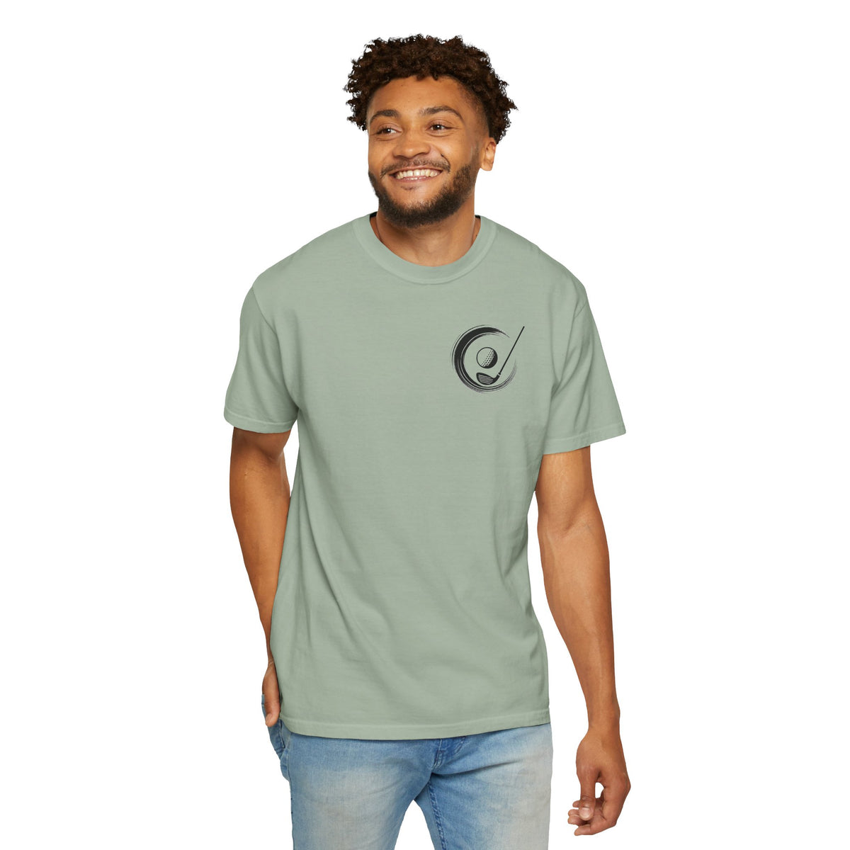 Enso Circle Golf  Stroke Chest Vintage Monk Golfer Back Graphic T-Shirt