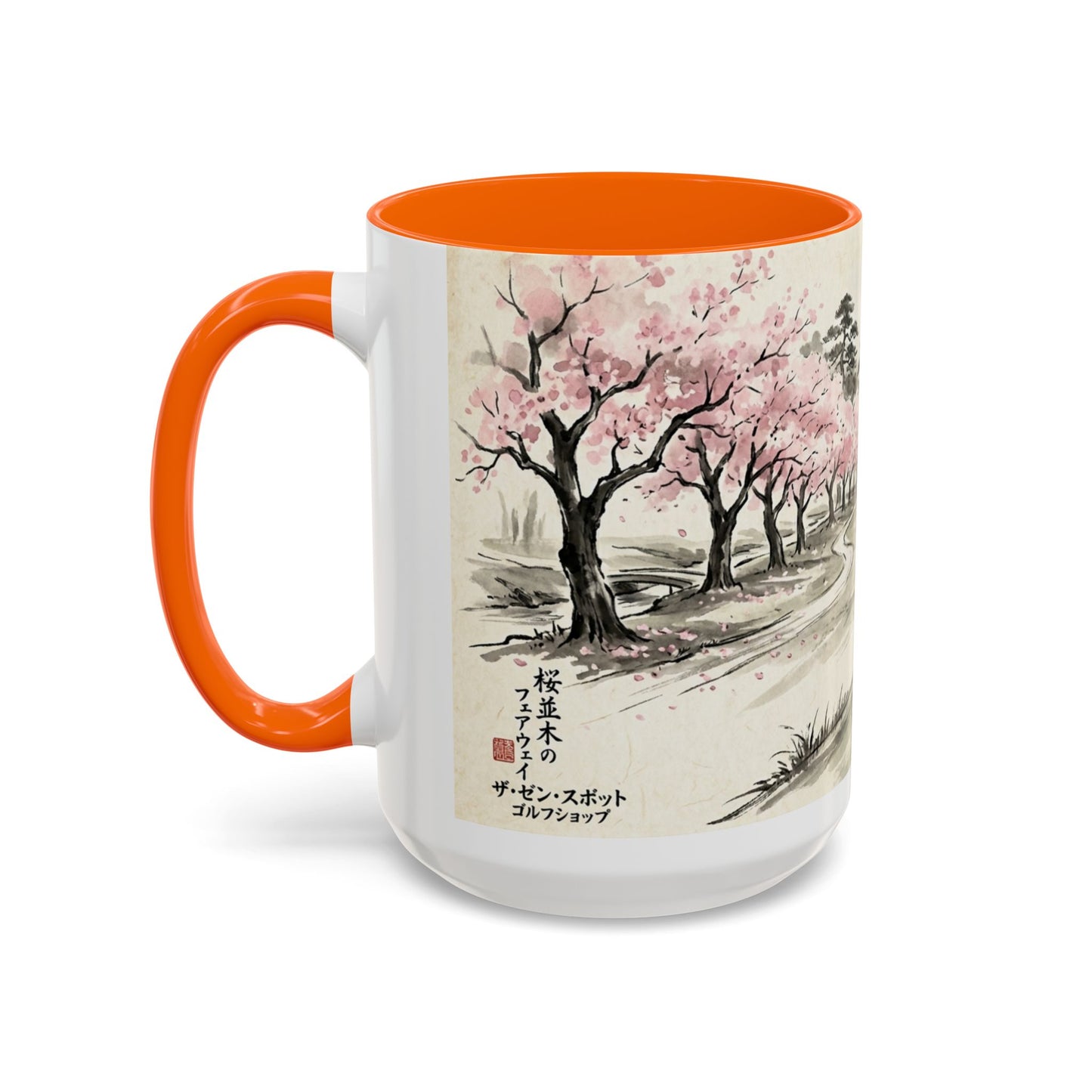 Zen Spot Golf Custom Cherry Blossom Golf Mug Scenic Sakura Golf Course Coffee Cup (11/15 oz)