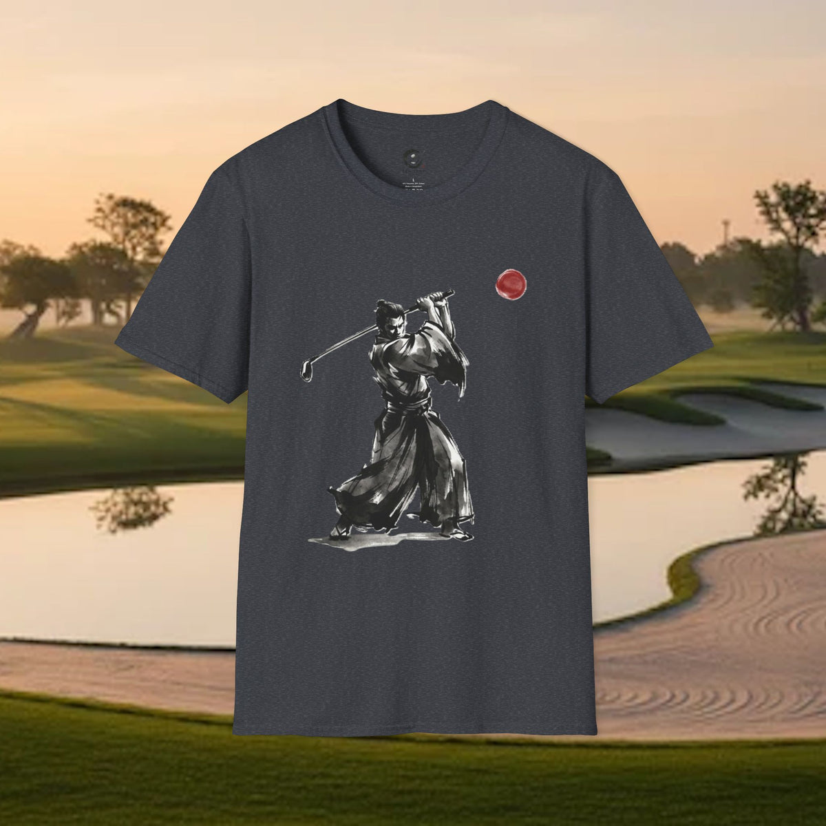 Samurai Golfer T-Shirt — Zen Golf Brushstroke Design