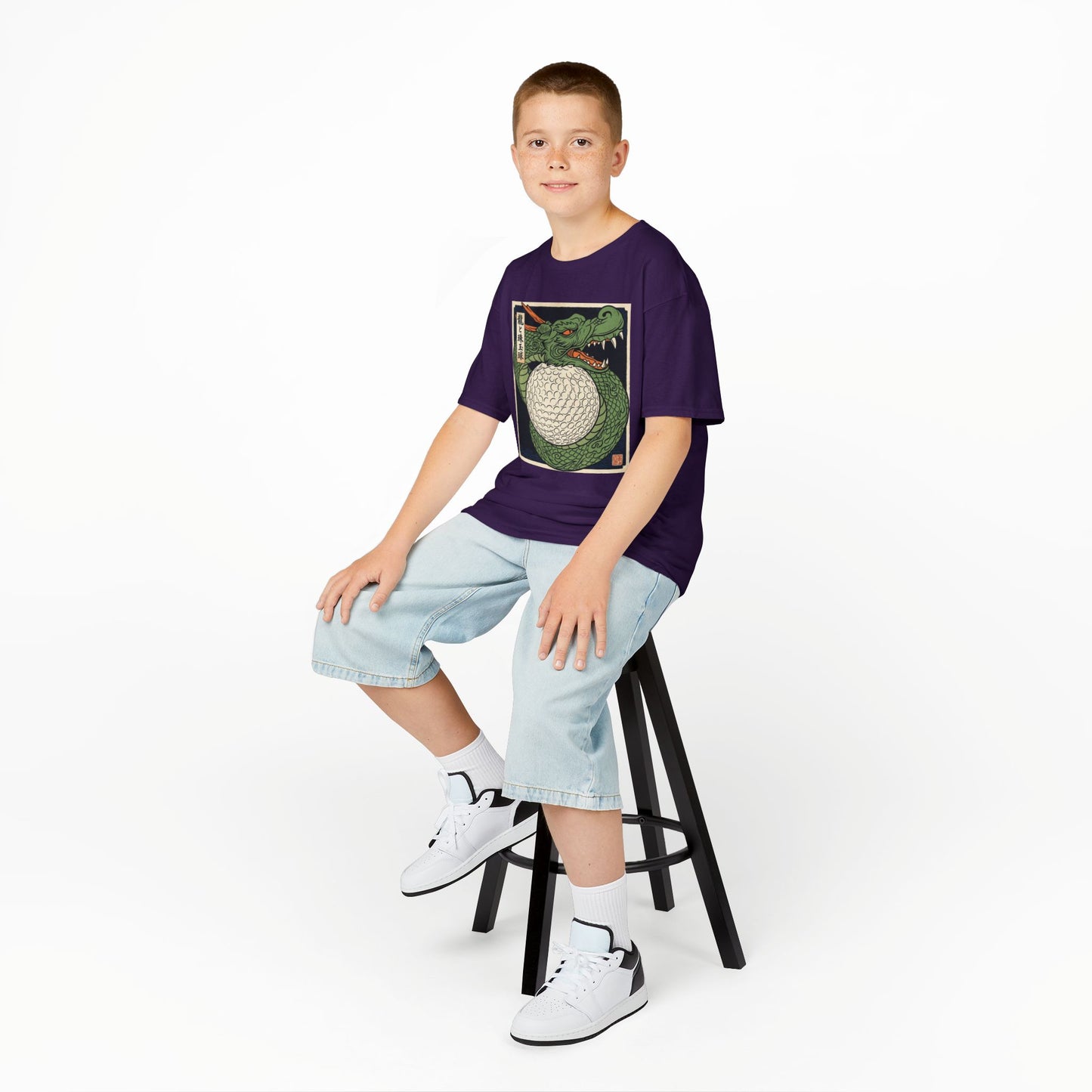 Zen Spot Golf Custom Green Dragon Wrapping a Golf Ball Kids Graphic T-Shirt