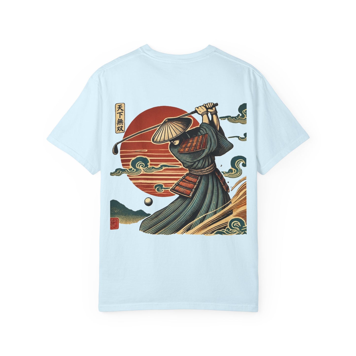 Zen Spot Golf Custom Samurai Golfer Sunset Graphic T-Shirt