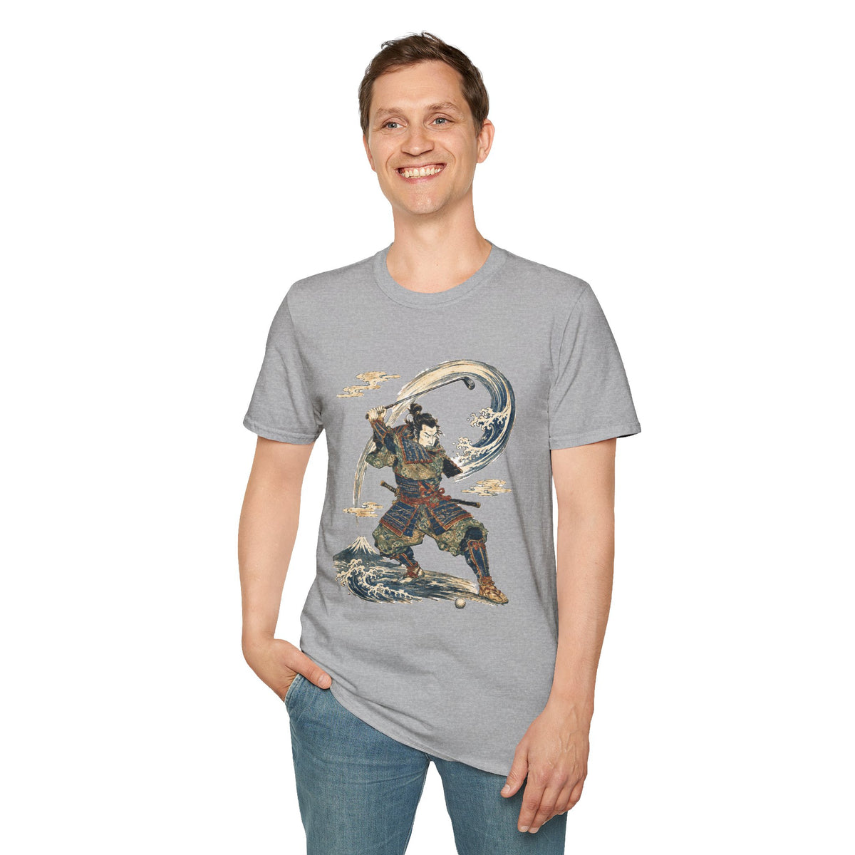 Samurai Golfer Wave T-Shirt — Vintage Japanese Warrior Art Tee
