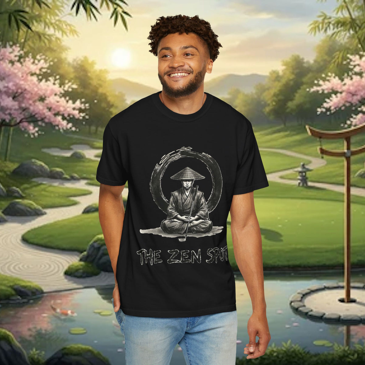 Zen Spot T-Shirt — Meditating Samurai Graphic Tee
