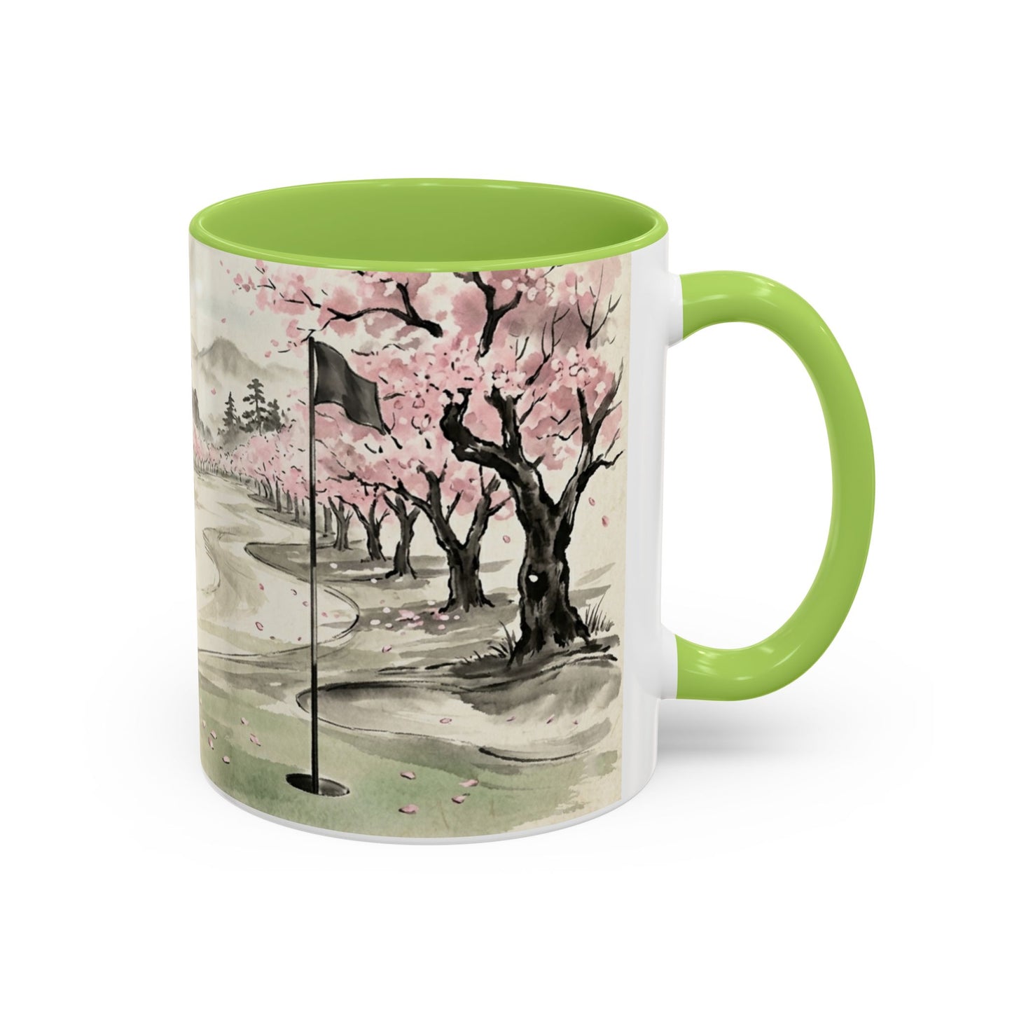 Zen Spot Golf Custom Cherry Blossom Golf Mug Scenic Sakura Golf Course Coffee Cup (11/15 oz)