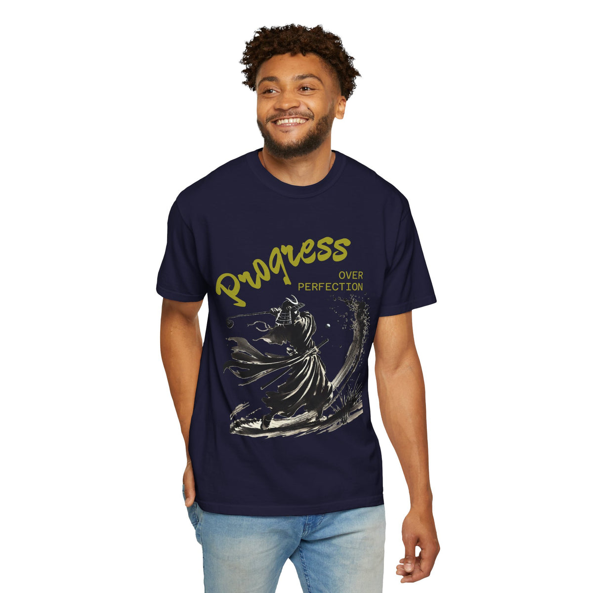 Progress Over Perfection T-Shirt — Inspirational Samurai Graphic Tee