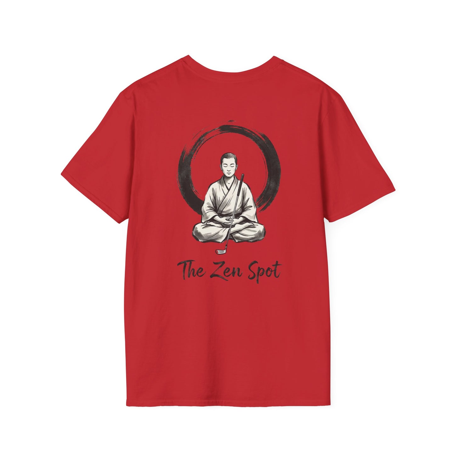 Zen Spot Golf Custom Gildan Zen Buddha Golfer Enso Circle illustration "The Zen Spot" logo T-Shirt