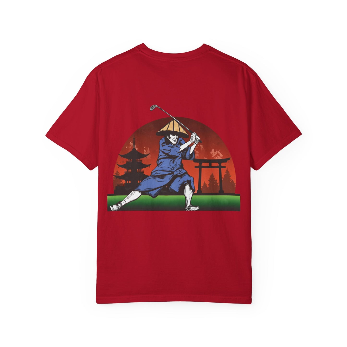 Samurai Golfer T-Shirt — Japanese Sunset Golf Graphic Tee