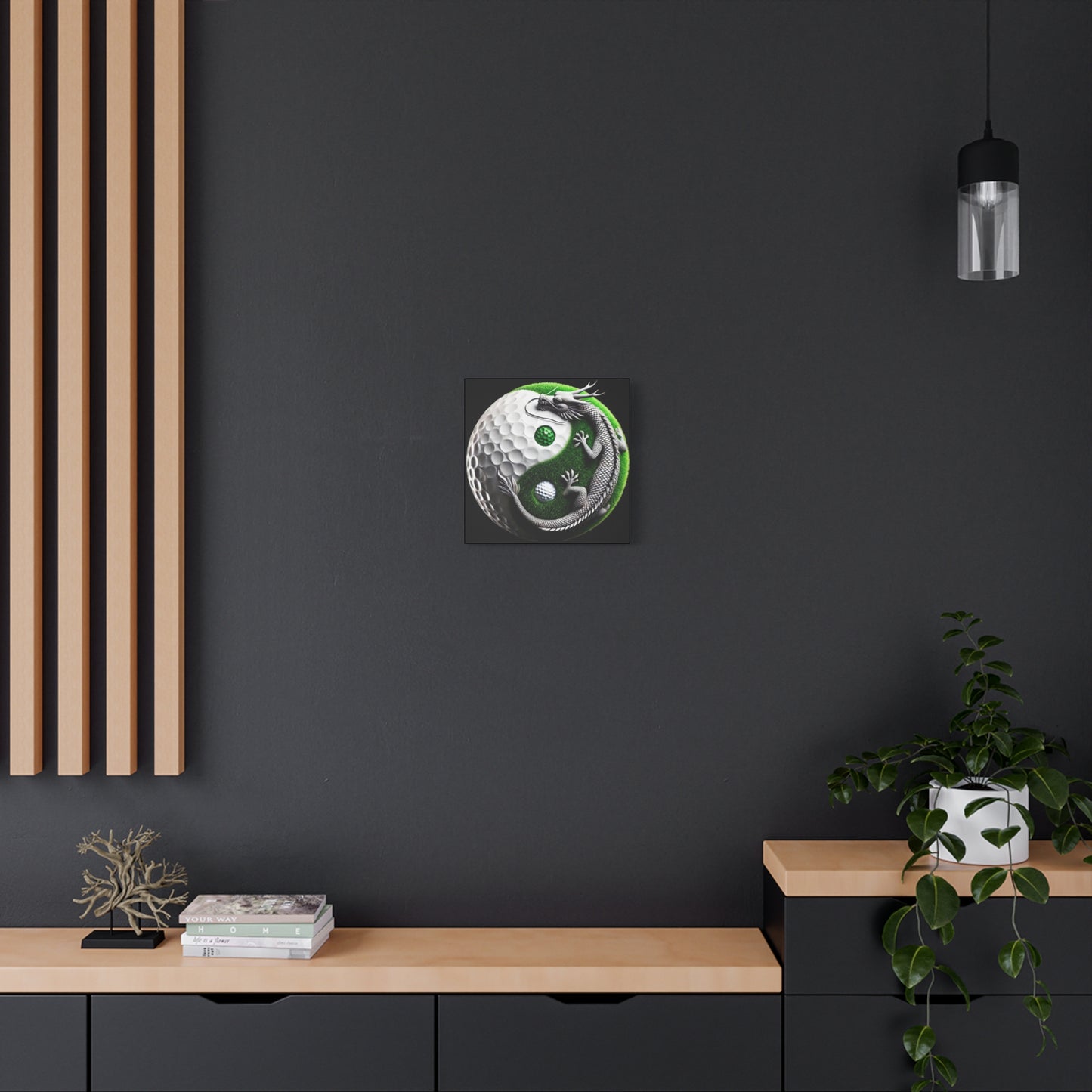 Golf Yin Yang Canvas Wall Art — Dragon & Golf Ball Matte Stretched Print