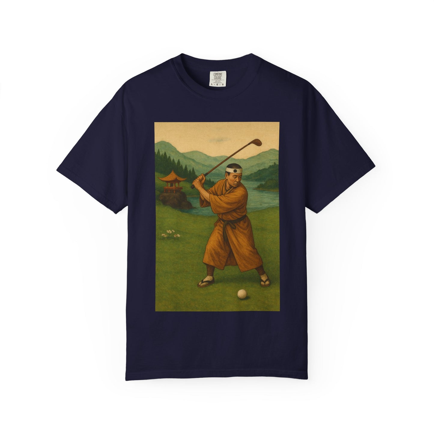 Zen Spot Golf Custom Vintage Golf Scene Monk Golfer Graphic T-Shirt