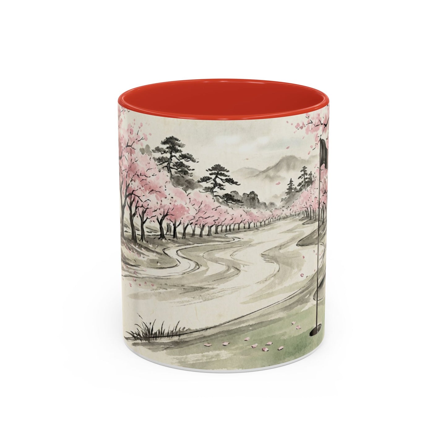 Zen Spot Golf Custom Cherry Blossom Golf Mug Scenic Sakura Golf Course Coffee Cup (11/15 oz)