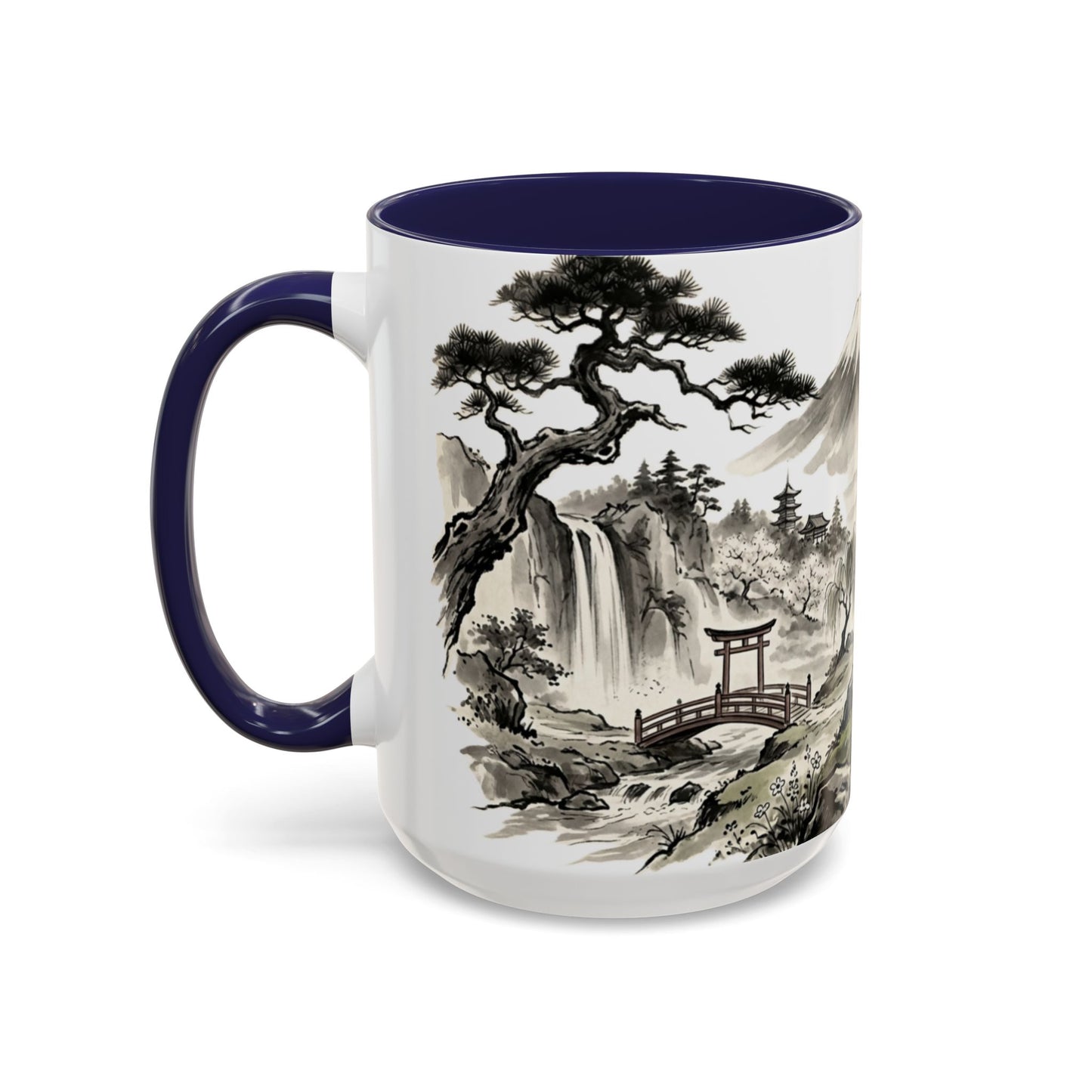 Zen Spot Golf Custom Japanese Golf Scene Accent Coffee Mug Ukiyo-e Style Golfing Geisha (11/15oz)