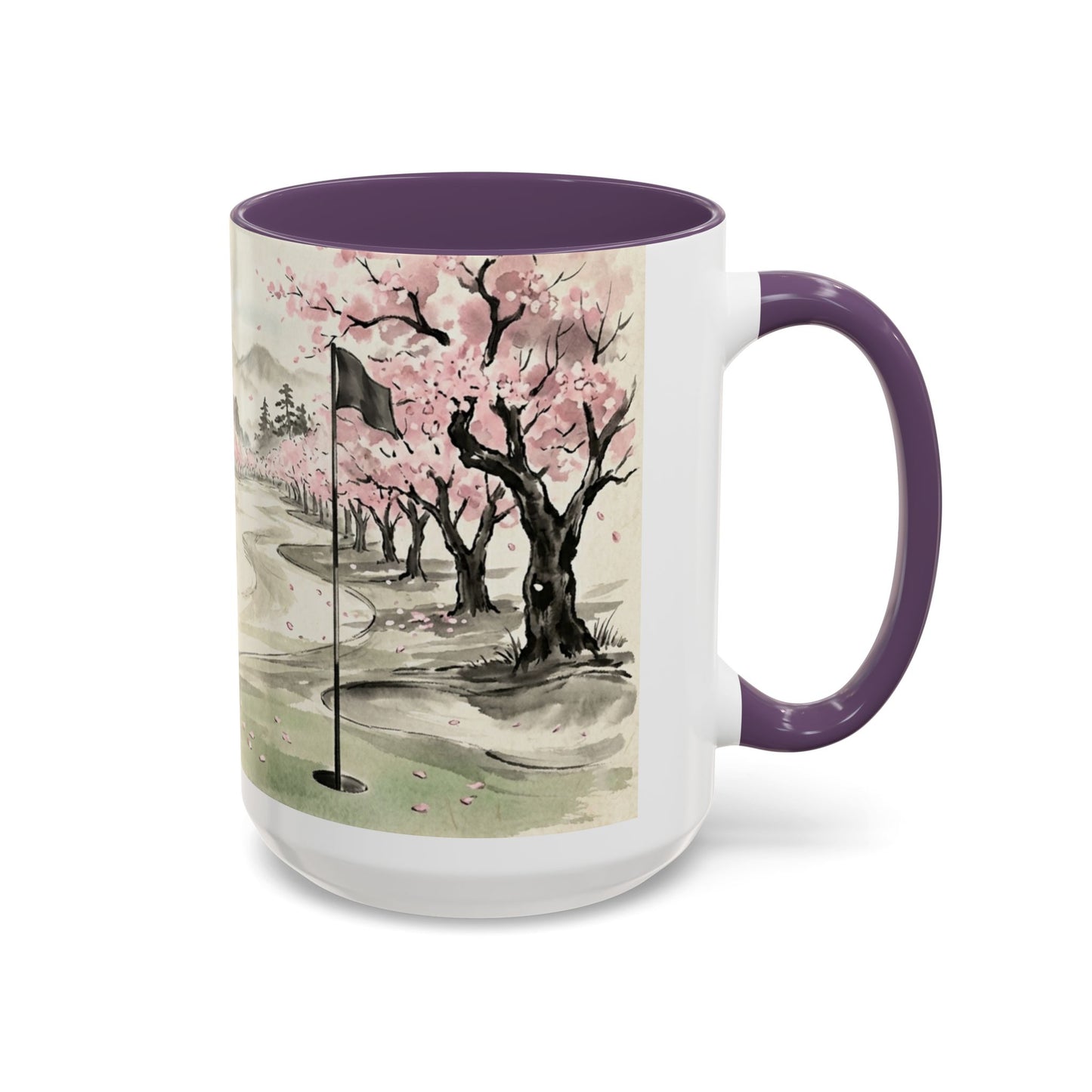 Zen Spot Golf Custom Cherry Blossom Golf Mug Scenic Sakura Golf Course Coffee Cup (11/15 oz)