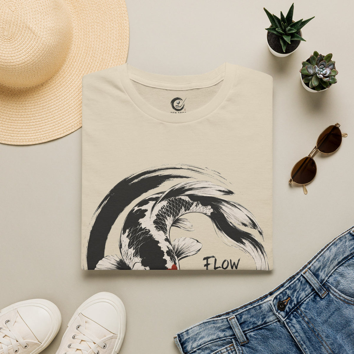 Koi Flow T-Shirt — "Flow with the Game" Zen Fish Graphic Tee