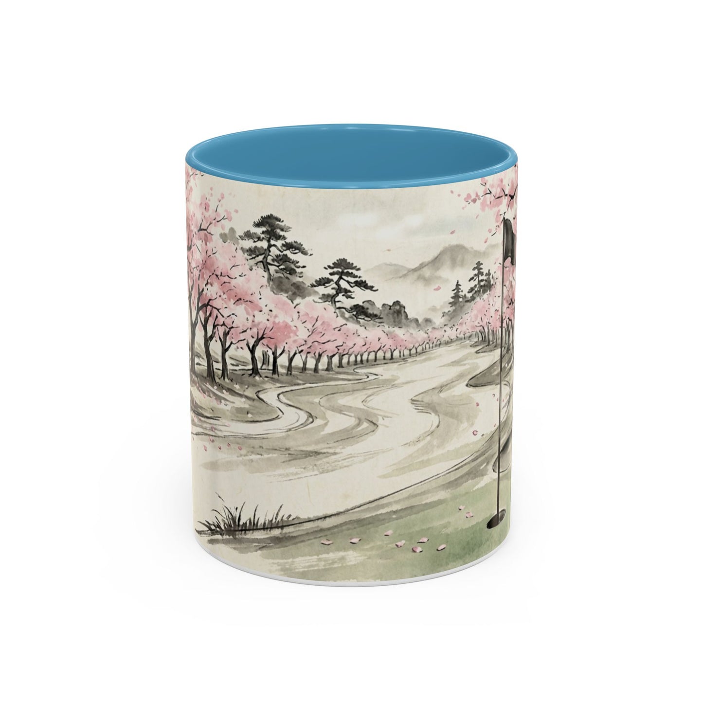 Zen Spot Golf Custom Cherry Blossom Golf Mug Scenic Sakura Golf Course Coffee Cup (11/15 oz)