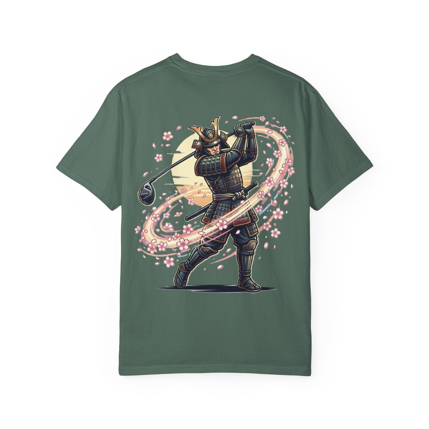 Zen Spot Golf Custom Warrior Samurai Golfer with Sakura Swing Graphic T-Shirt
