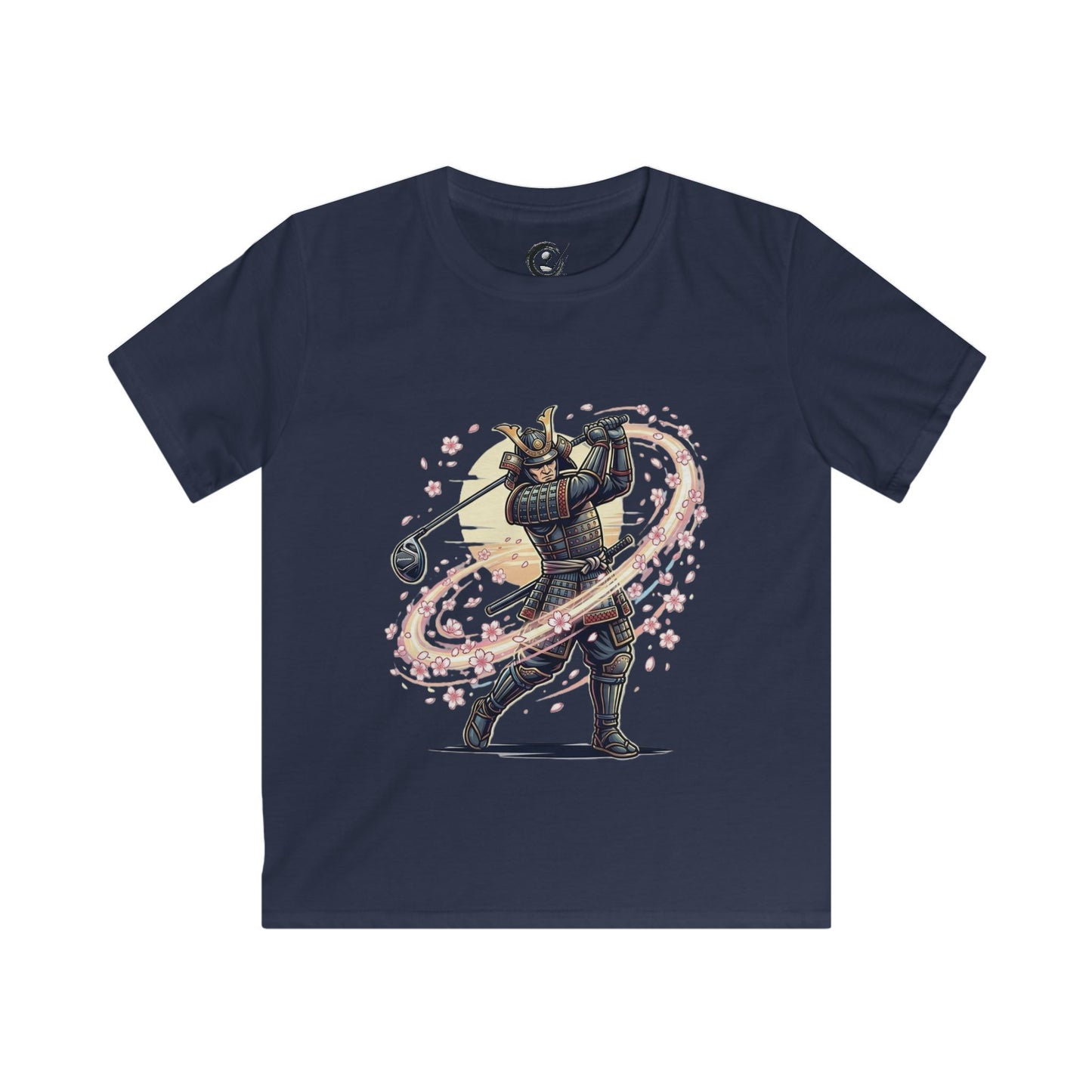 Zen Spot Golf Custom Samurai Golfer Kids Vintage Warrior Swing Graphic T‑Shirt