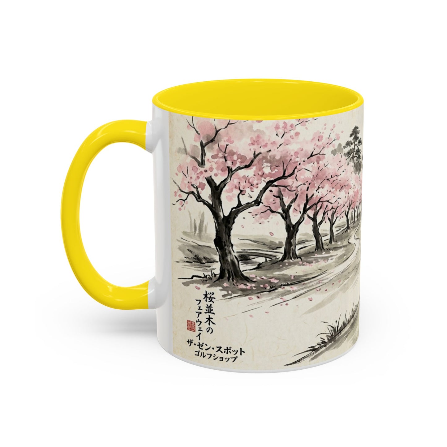 Zen Spot Golf Custom Cherry Blossom Golf Mug Scenic Sakura Golf Course Coffee Cup (11/15 oz)
