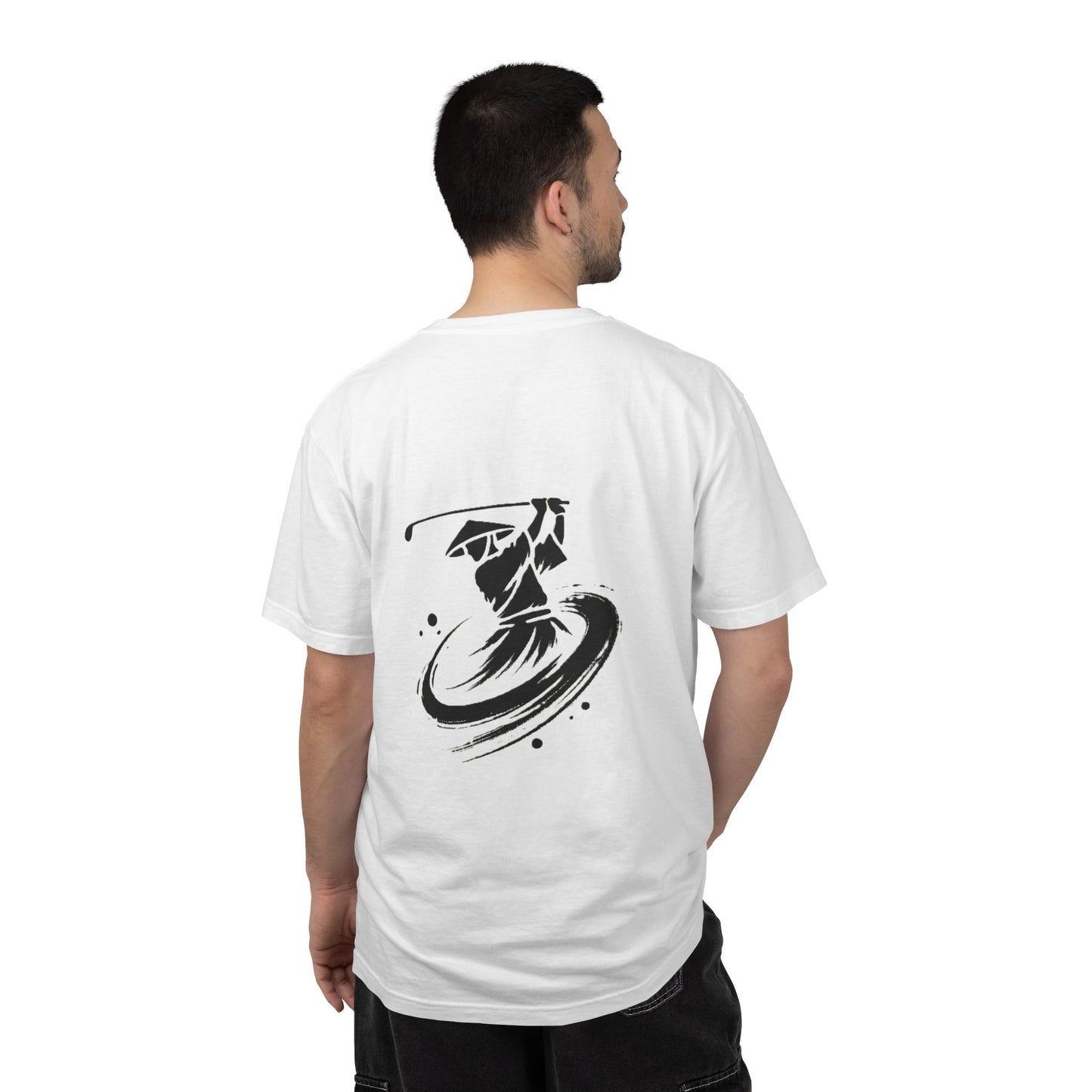 Zen Spot Golf Custom Ink Brush Golfer Swing Graphic T‑Shirt