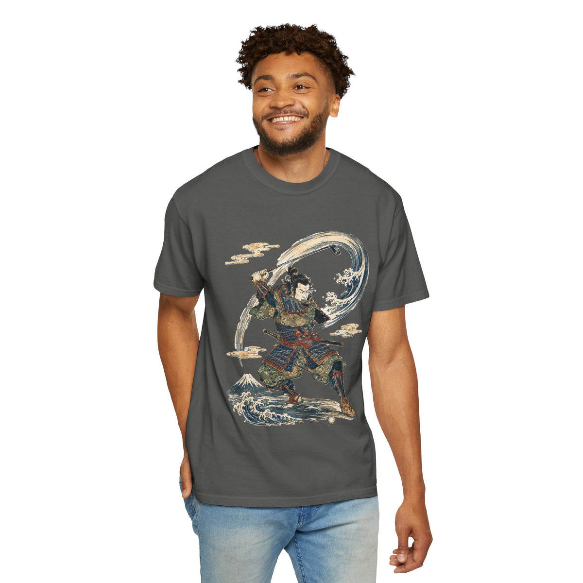 Samurai Golfer Wave Warrior T-Shirt — Japanese Ink-Style Sword Art