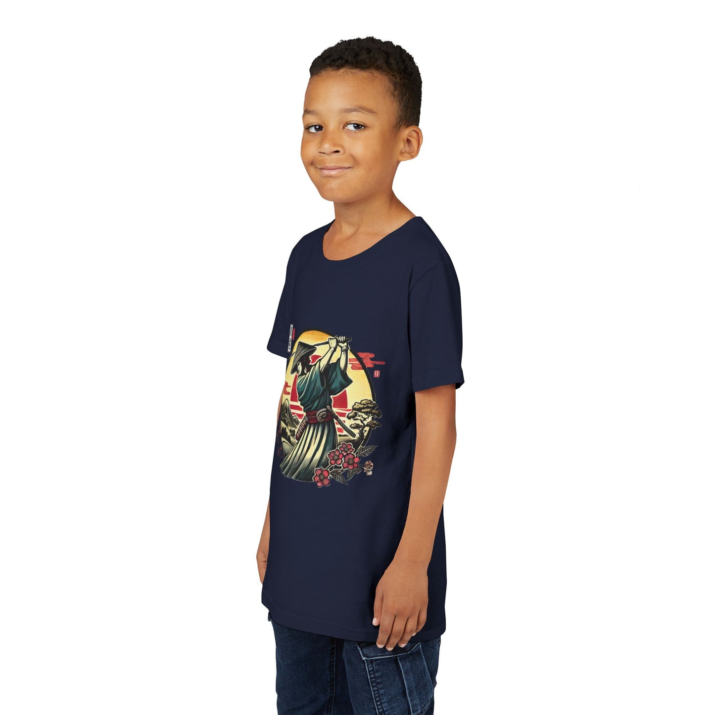 Zen Spot Golf Custom Samurai Golfer Sunset Graphic Youth T-Shirt