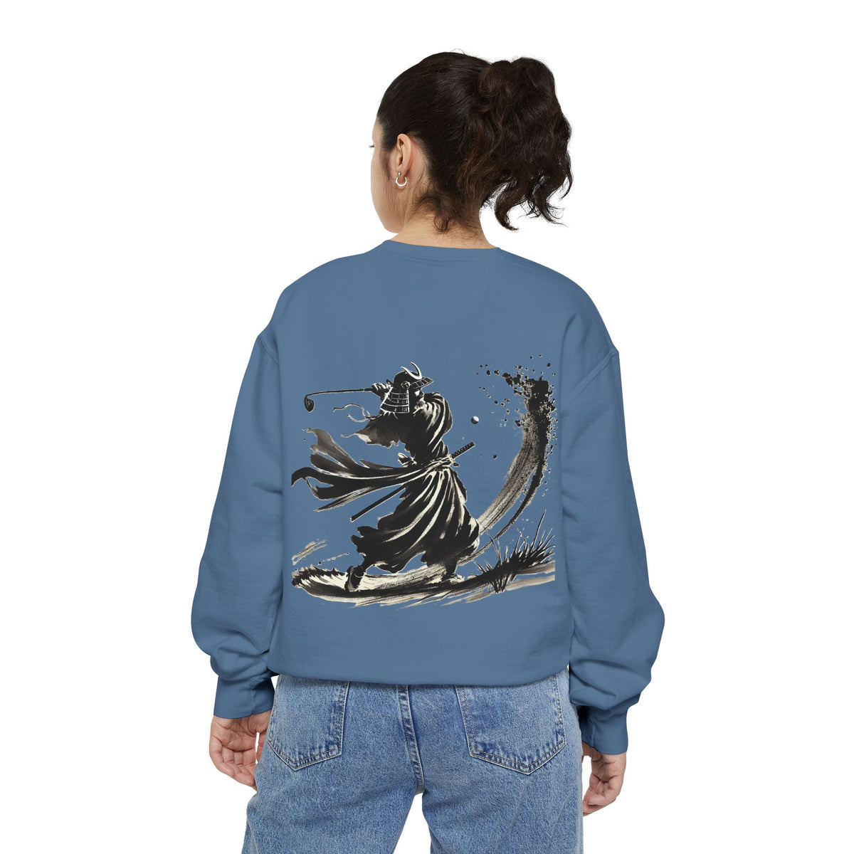 Bunker Blast Samurai Golfer Chest and Back Print Sweatshirt