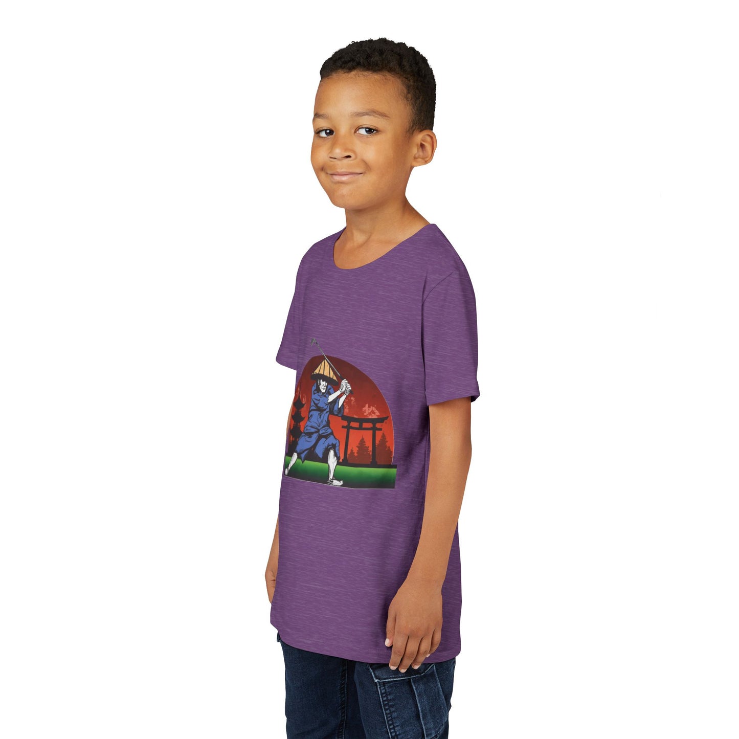 Zen Spot Golf Custom Japanese Samurai Golfer Graphic Kid T-Shirt