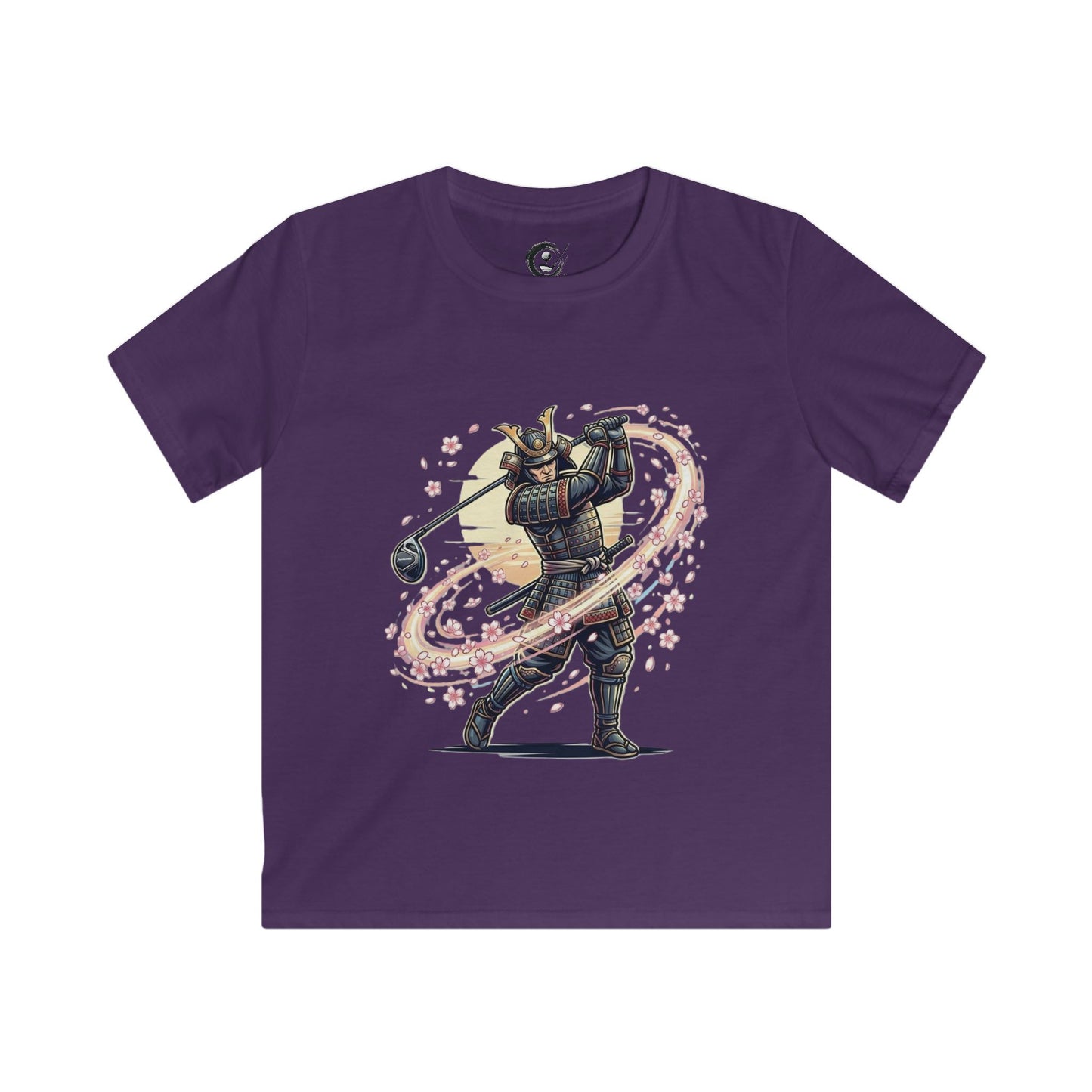 Zen Spot Golf Custom Samurai Golfer Kids Vintage Warrior Swing Graphic T‑Shirt