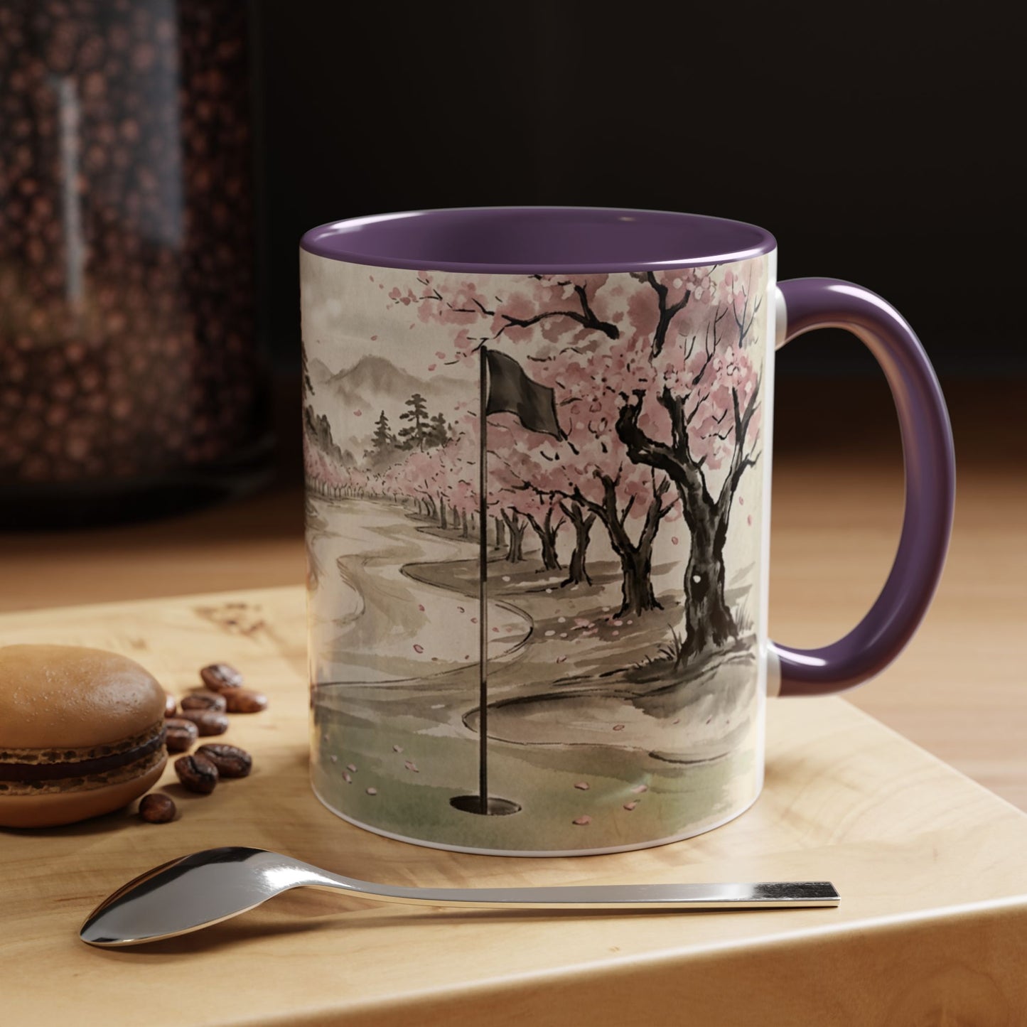 Zen Spot Golf Custom Cherry Blossom Golf Mug Scenic Sakura Golf Course Coffee Cup (11/15 oz)