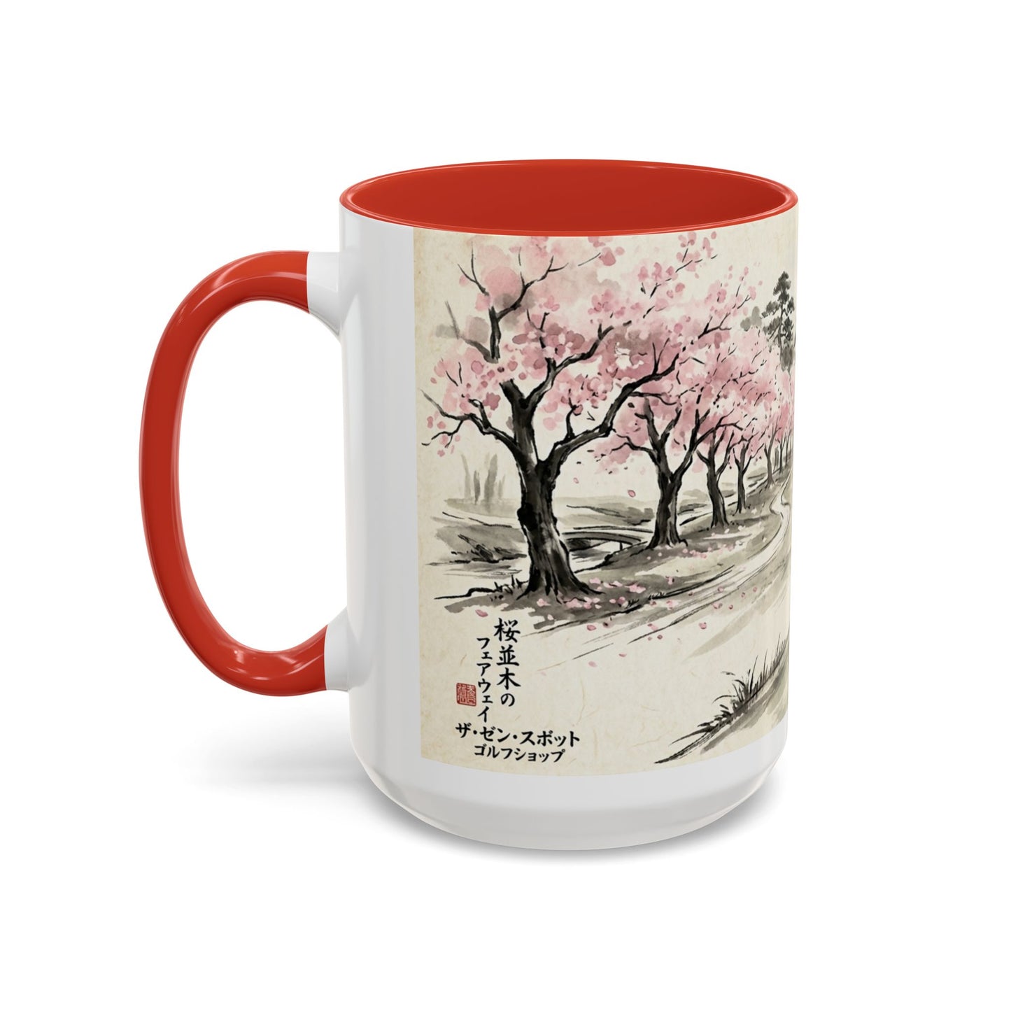 Zen Spot Golf Custom Cherry Blossom Golf Mug Scenic Sakura Golf Course Coffee Cup (11/15 oz)
