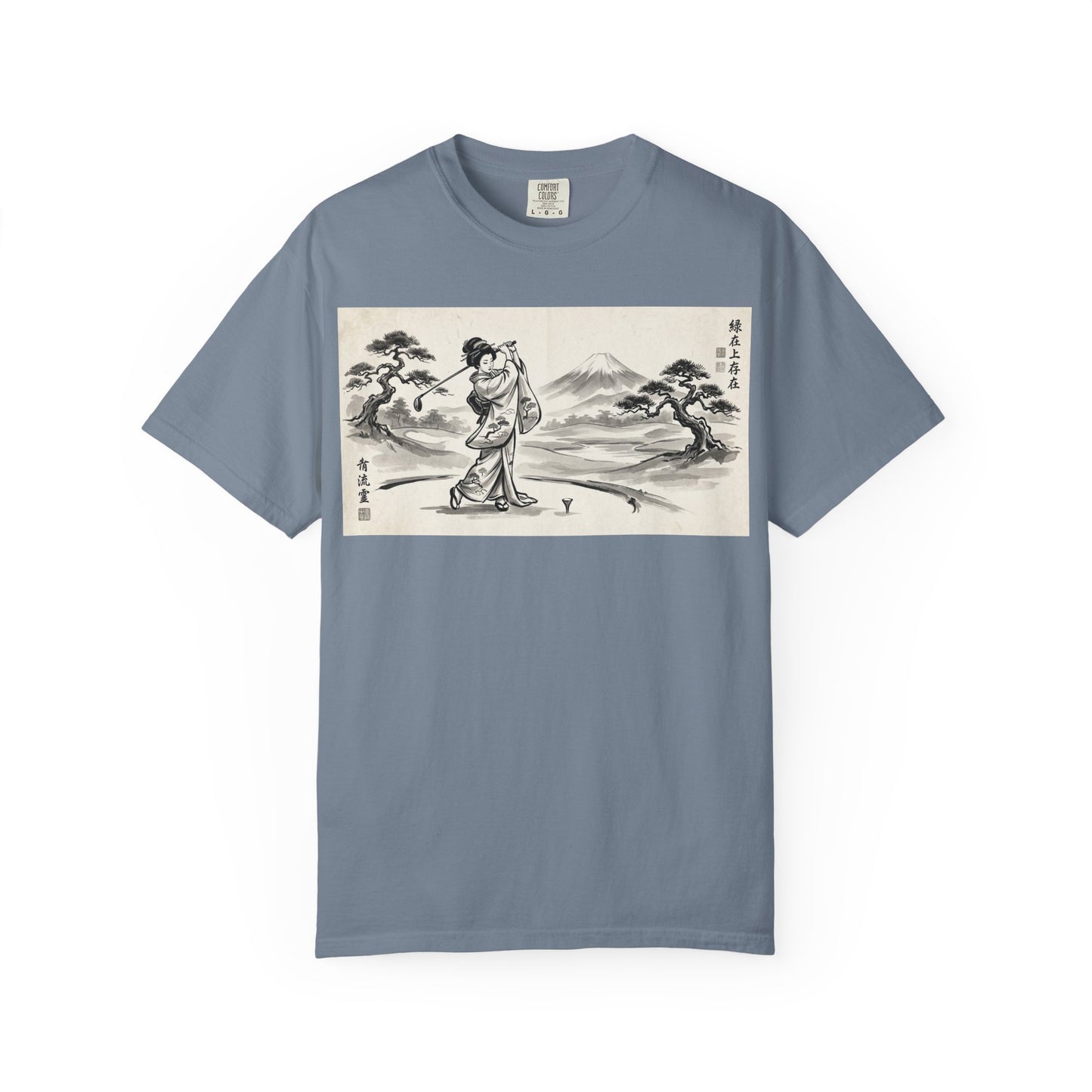 Zen Spot Golf Custom Vintage Geisha Golfer & Mount Fuji Graphic T-Shirt