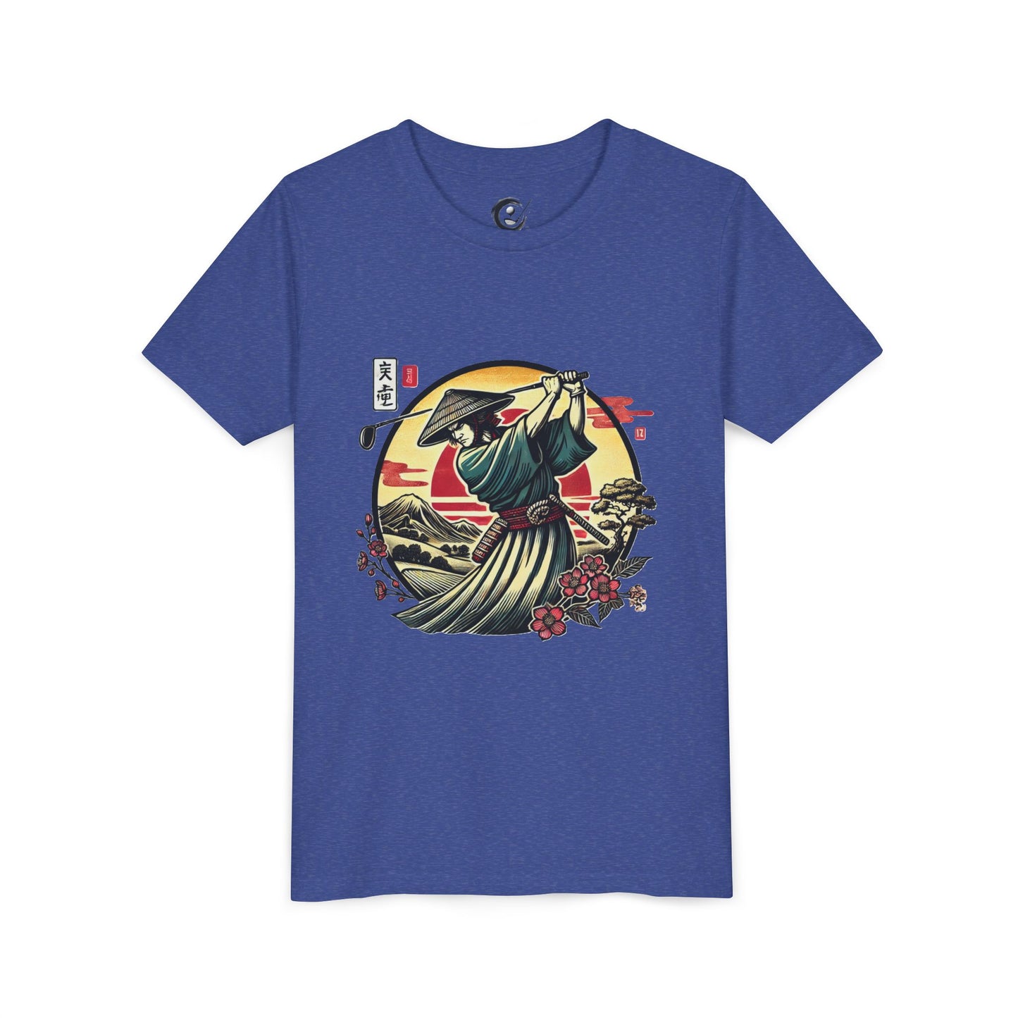 Zen Spot Golf Custom Samurai Golfer Sunset Graphic Youth T-Shirt