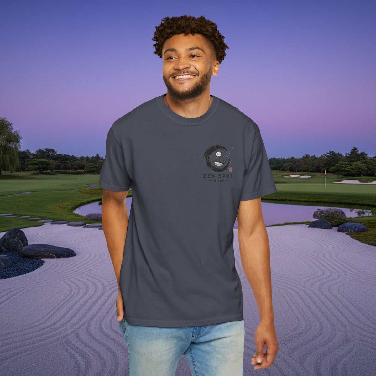 Zen Spot Golf Shop Logo Chest and Back Design Graphic T-Shirt