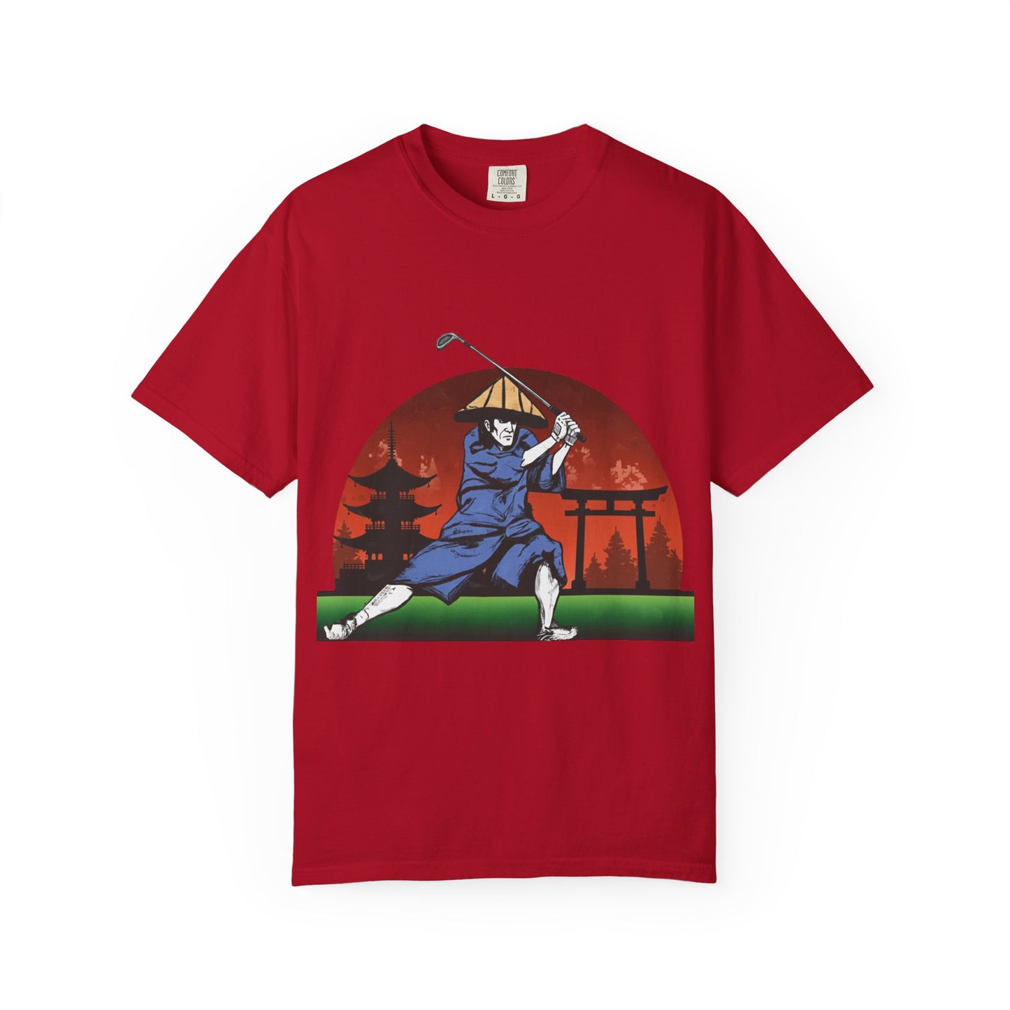 Samurai Golfer T-Shirt — Japanese Sunset Golf Graphic Tee
