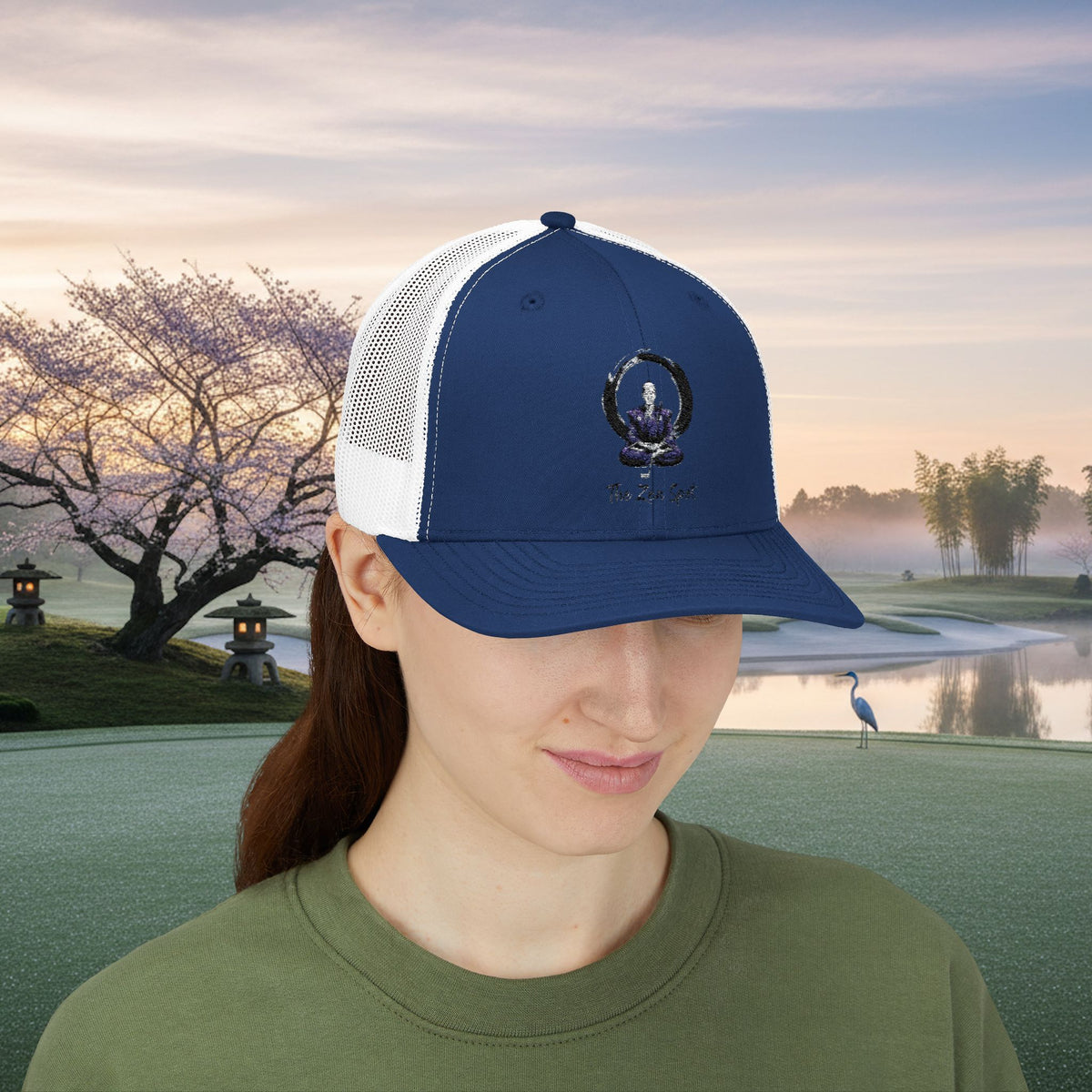 Embroidered Meditation Samurai Golfer Trucker Hat