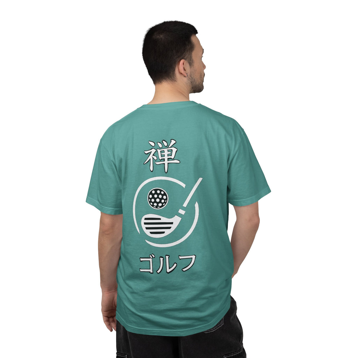 Japanese Kanji Zen Golf Chest and Back Graphic T‑Shirt