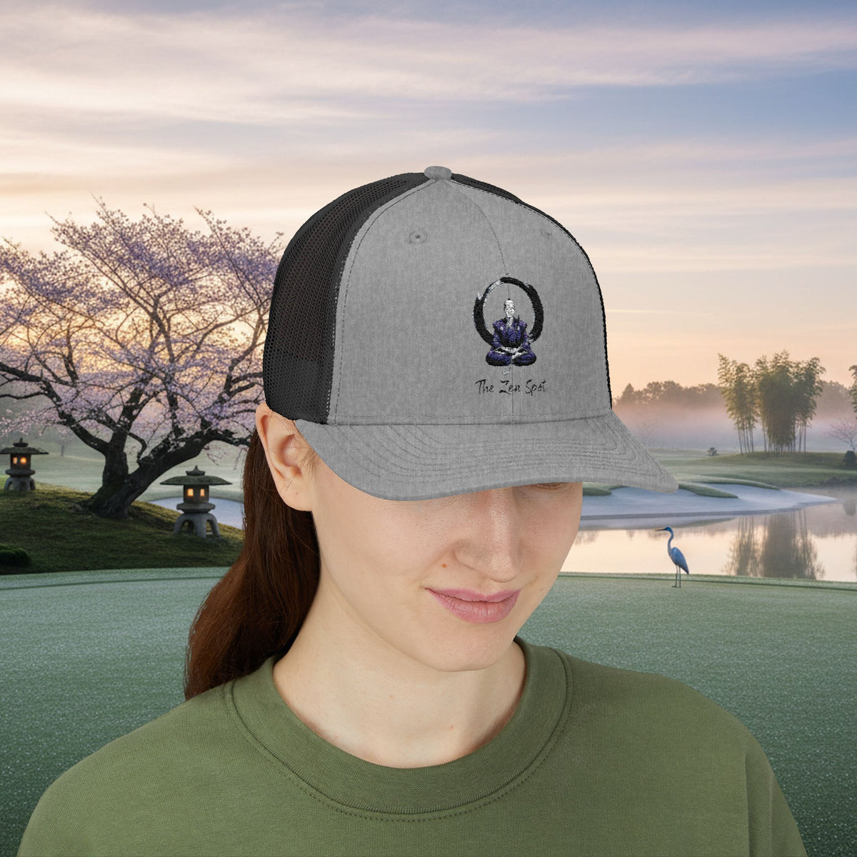 Embroidered Meditation Samurai Golfer Trucker Hat