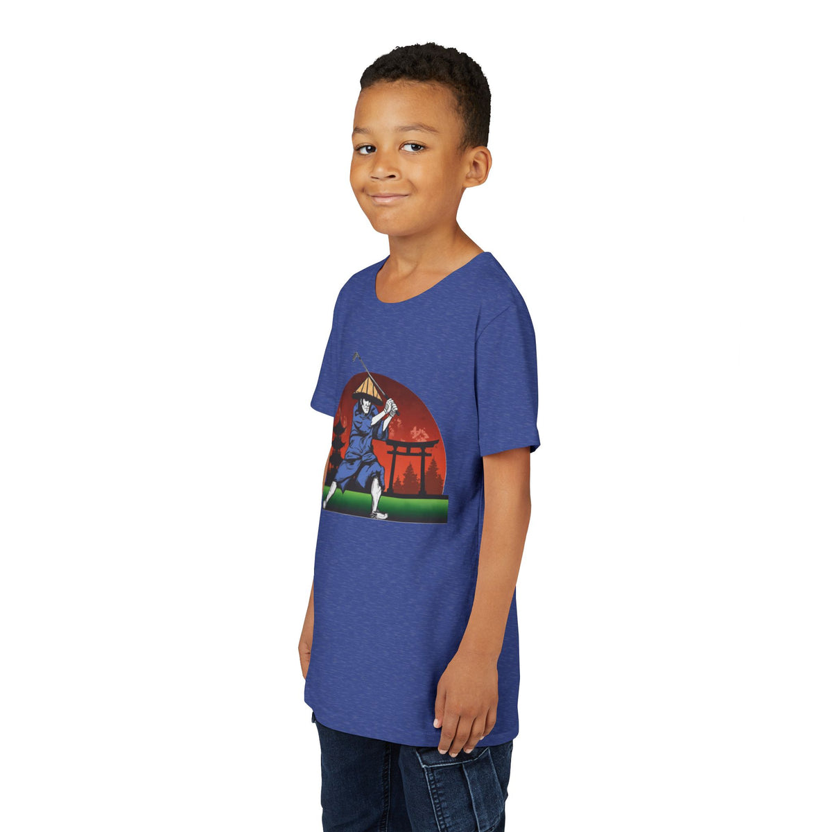 Japanese Samurai Golfer Retro Graphic Kid T-Shirt