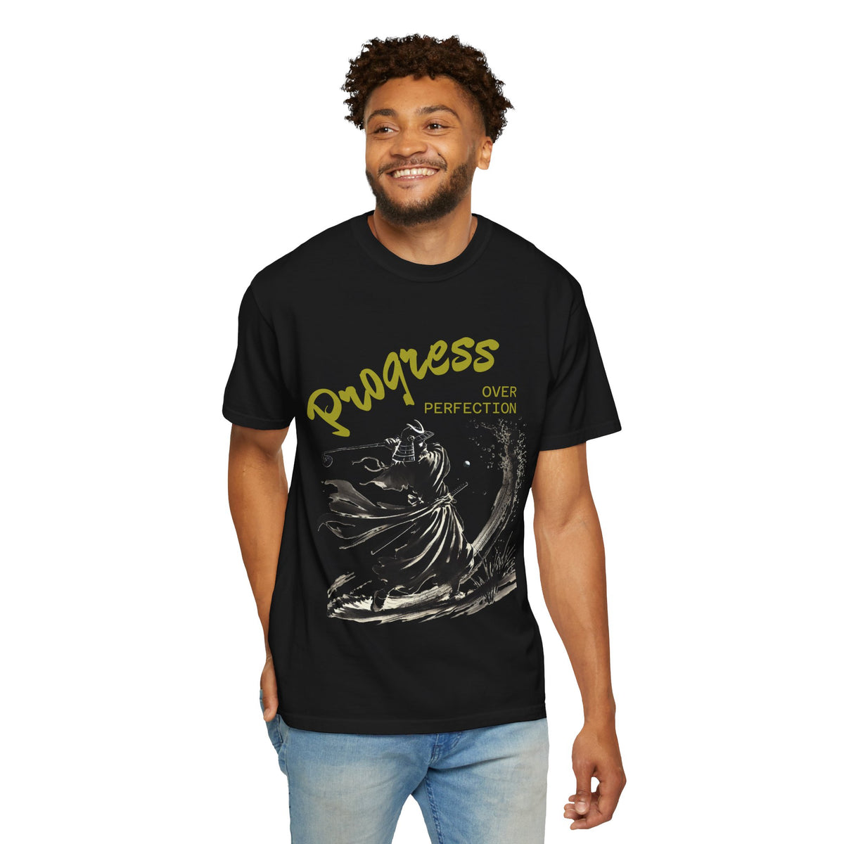 Progress Over Perfection T-Shirt — Inspirational Samurai Graphic Tee