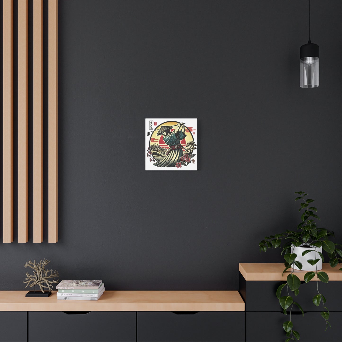 Custom Samurai Golfer Canvas Print — Japanese Sunset Martial Arts Golf Wall Art