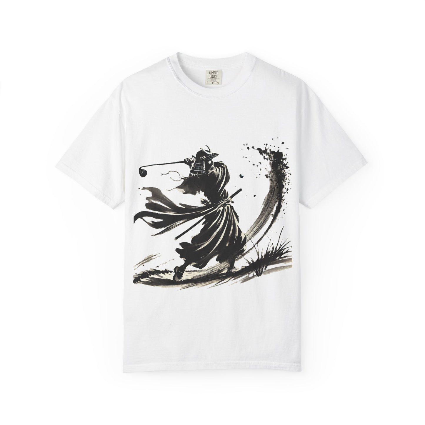 Zen Spot Golf Custom Samurai Golfer Ink Brushstroke T-Shirt