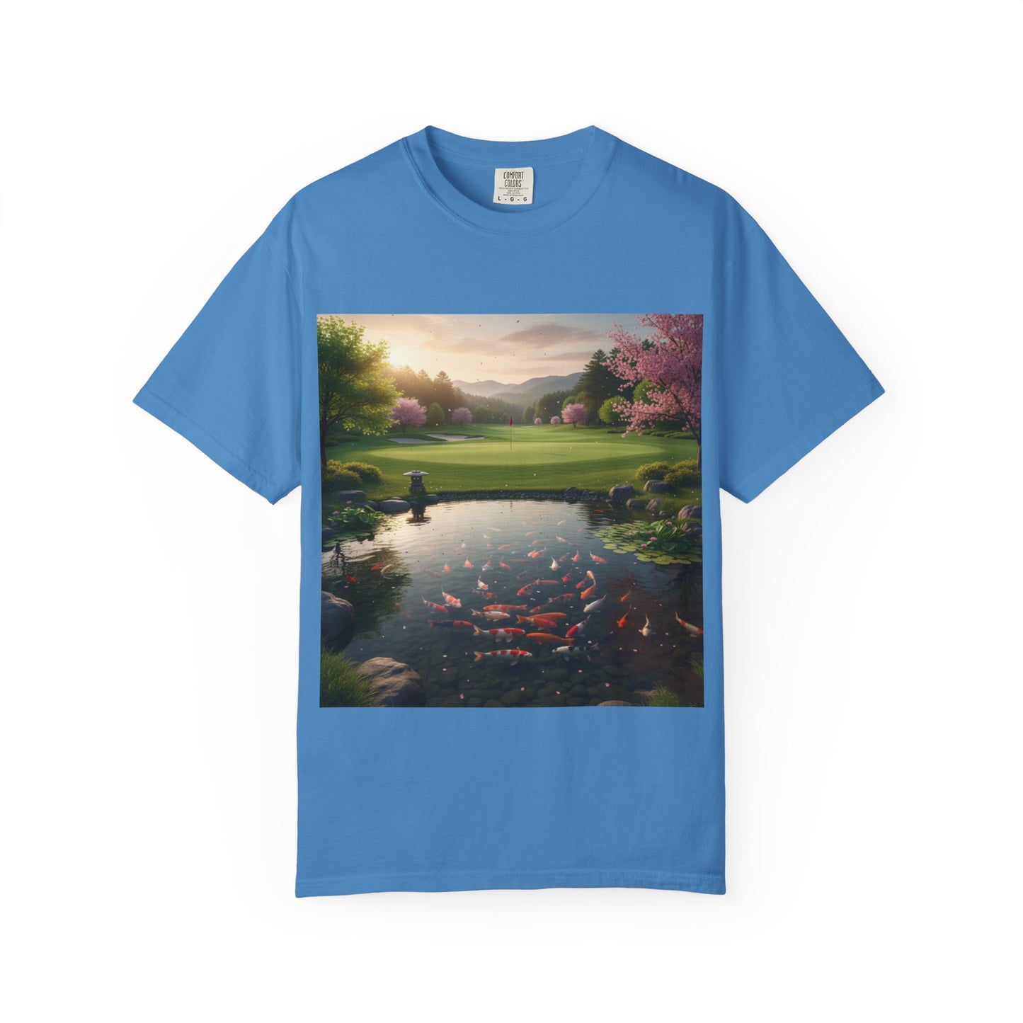 Zen Spot — Koi Pond Sunset Graphic Tee (Front Print)