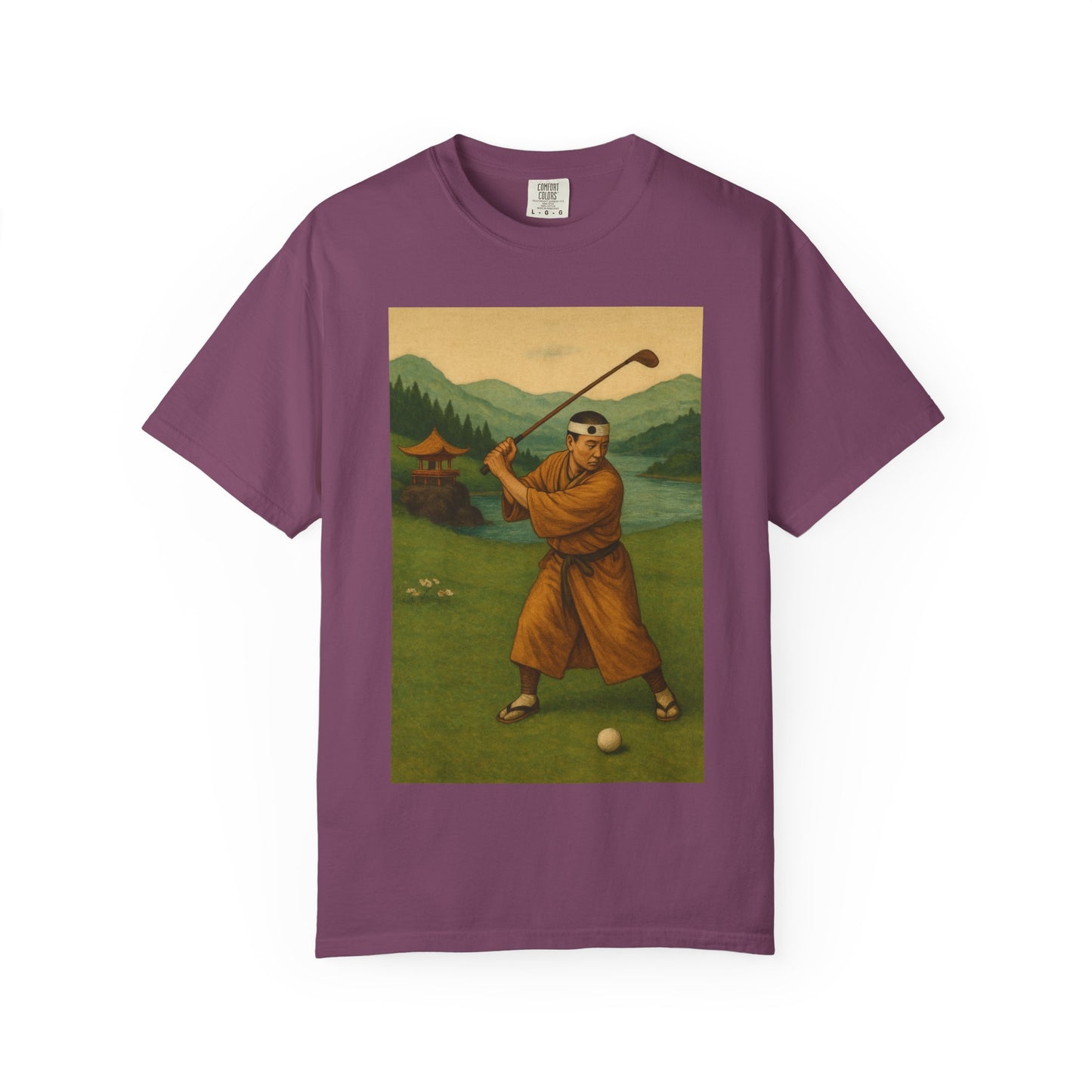 Zen Spot Golf Custom Vintage Golf Scene Monk Golfer Graphic T-Shirt