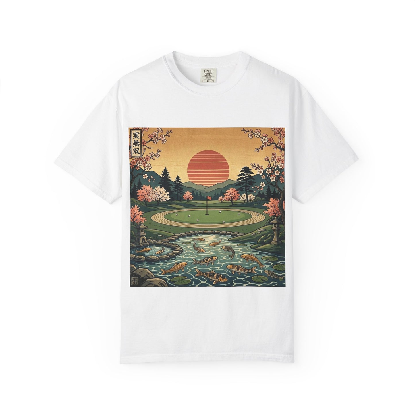 Zen Spot Golf Custom Vintage Scenic Golf Course Sunset Graphic T-Shirt